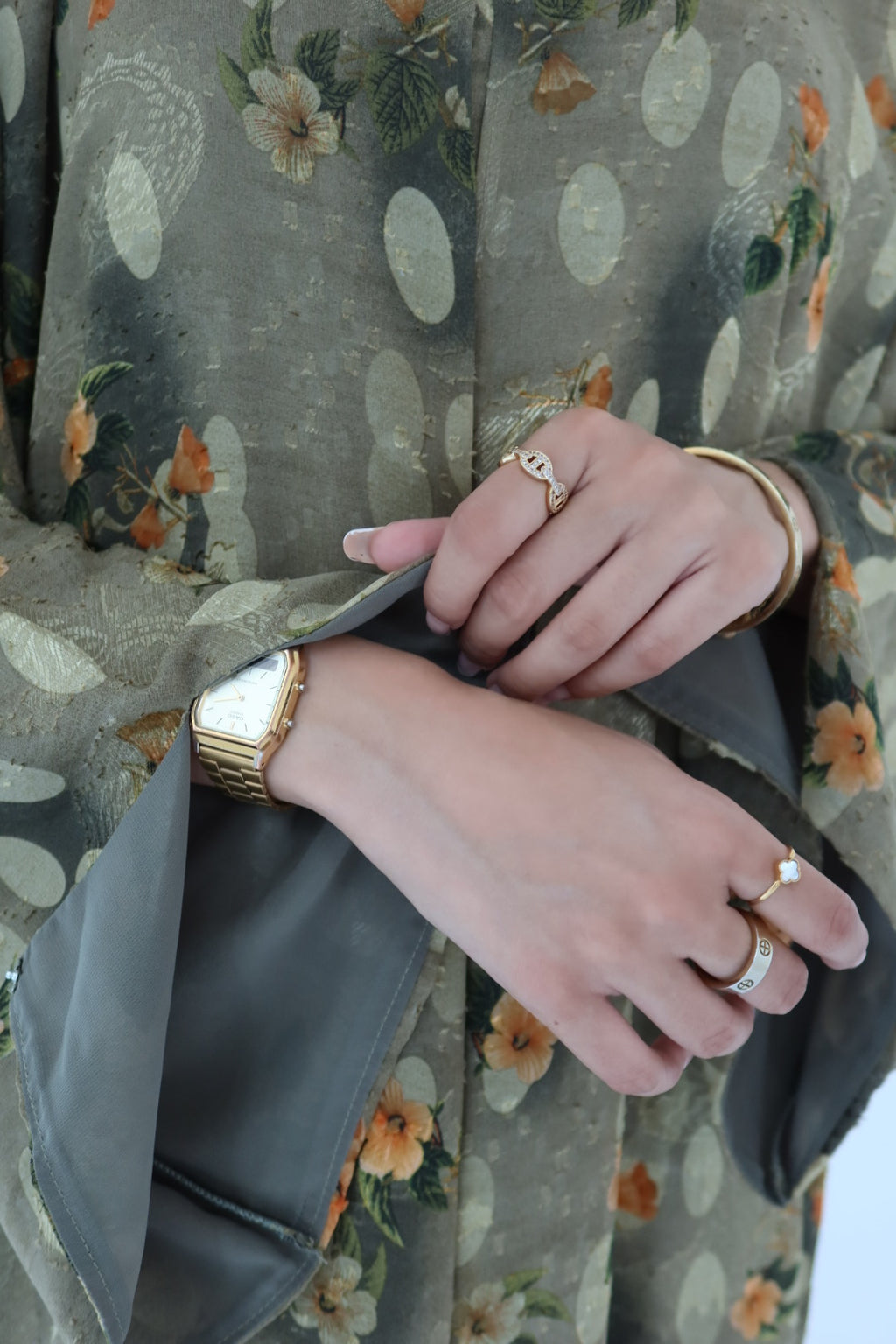 Olive Tree print abaya with matching scarf