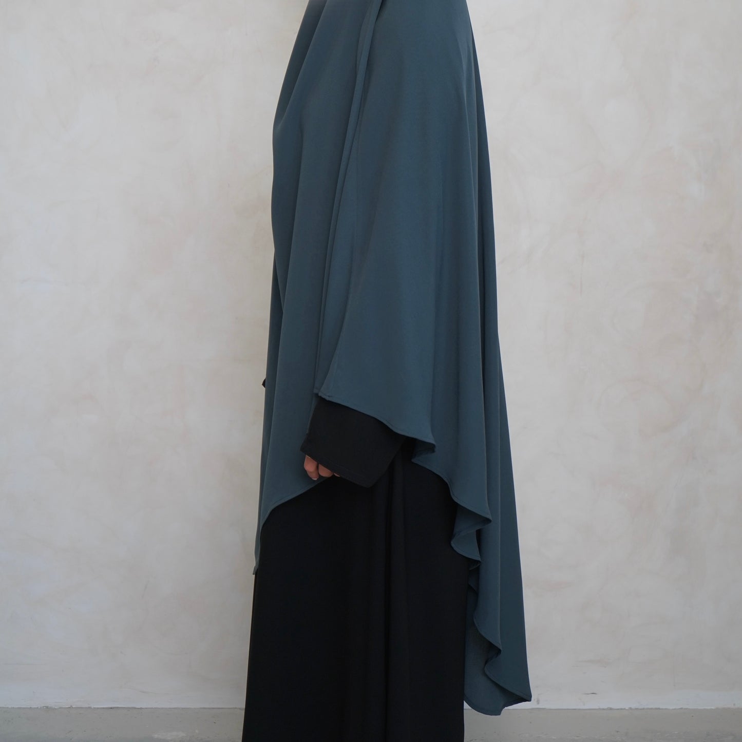 Teal Grey Khimar with Niqab Ties