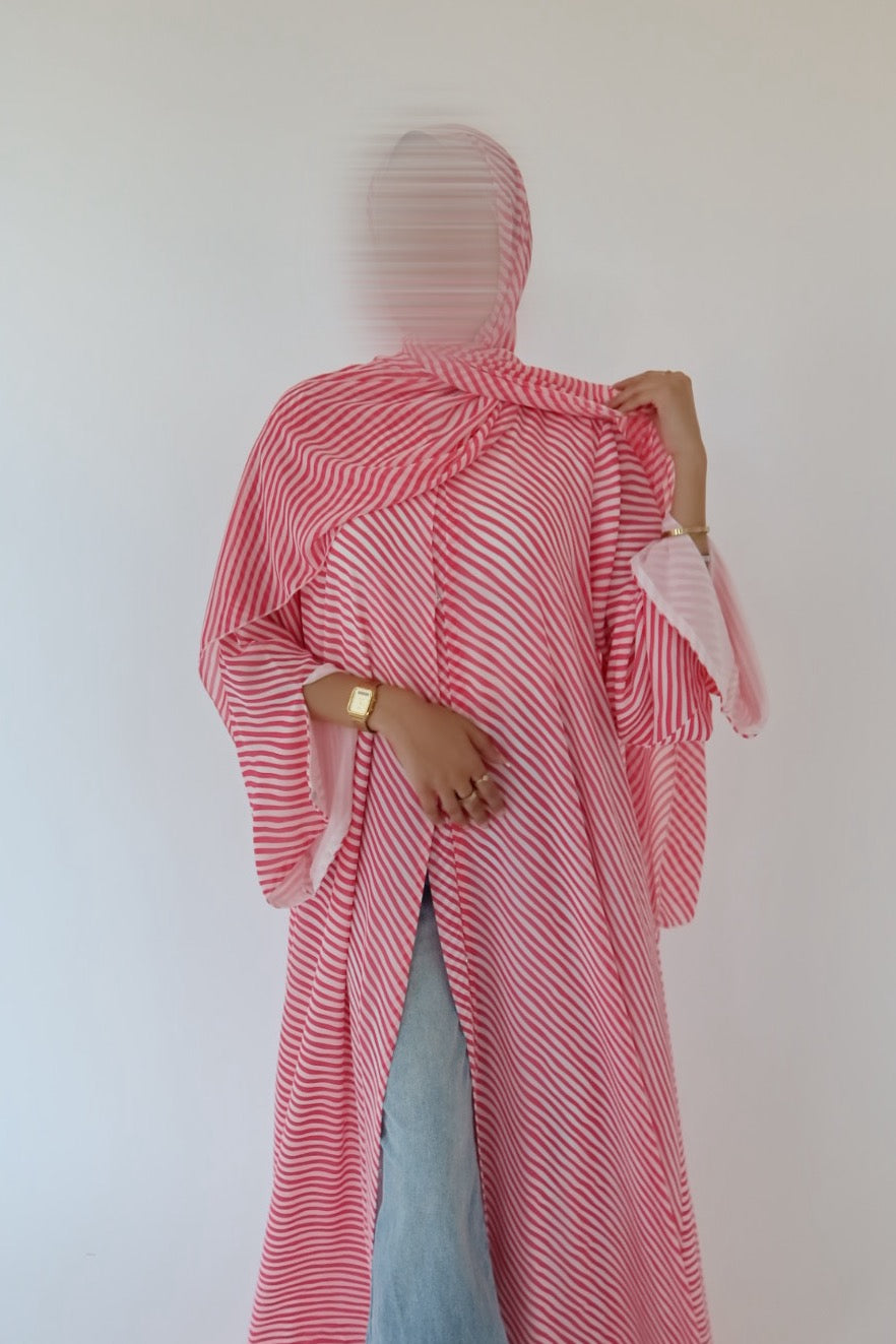 Candy Cane Stripe abaya with matching scarf