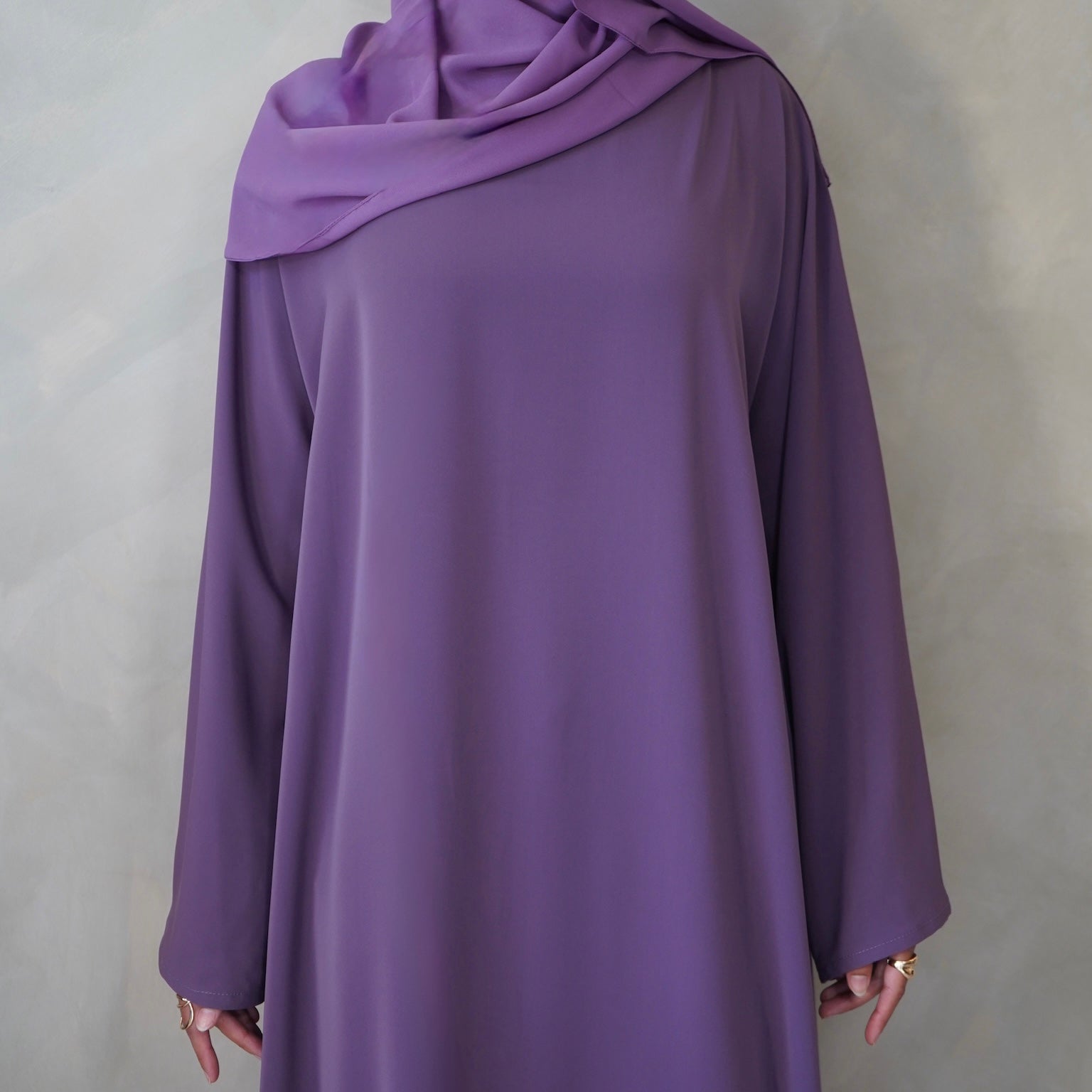 Deep Purple Bell Sleeve Abaya with Sheila Hijab
