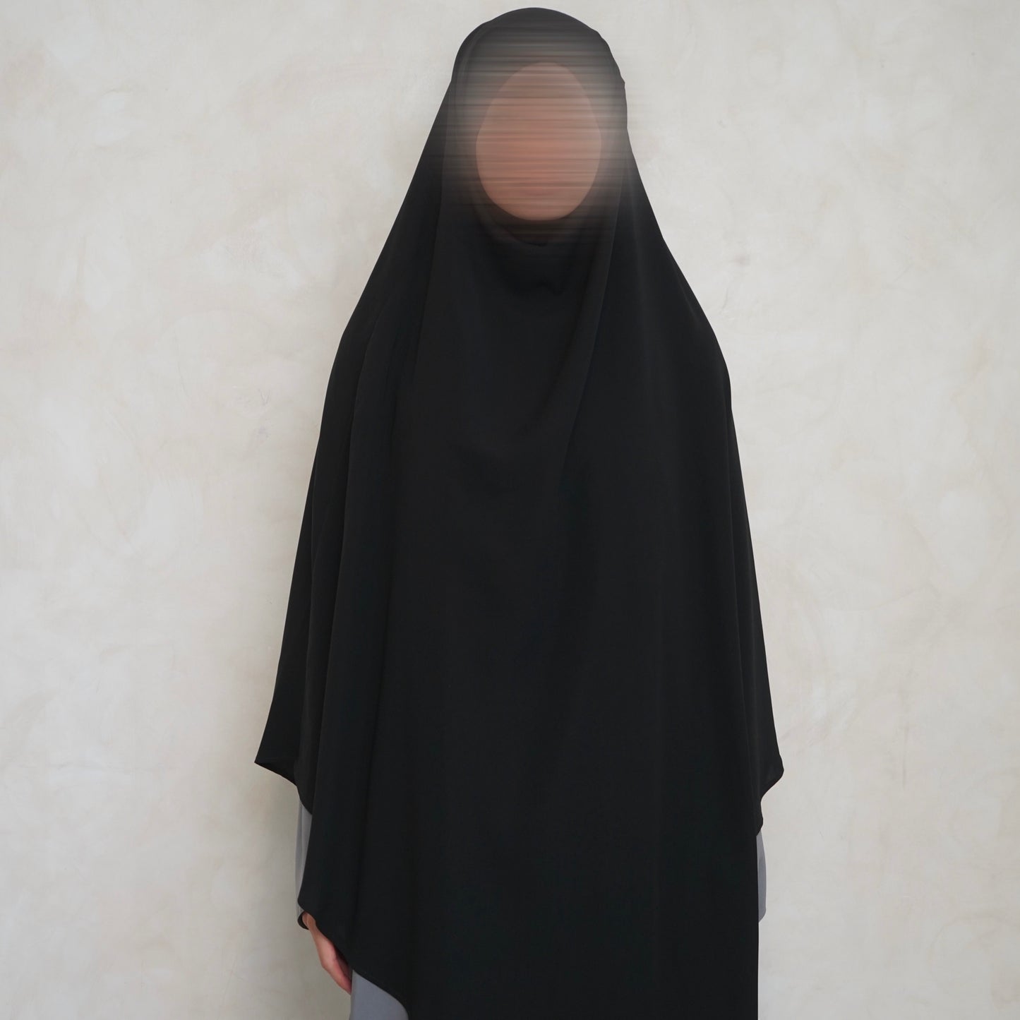 Extra Long Black Khimar with Niqab Ties