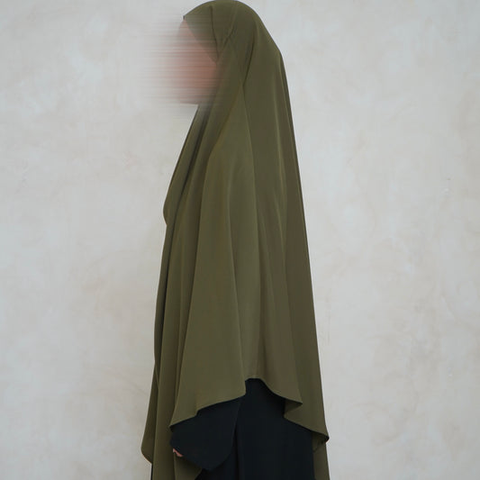 Olive Green Khimar with Niqab Ties