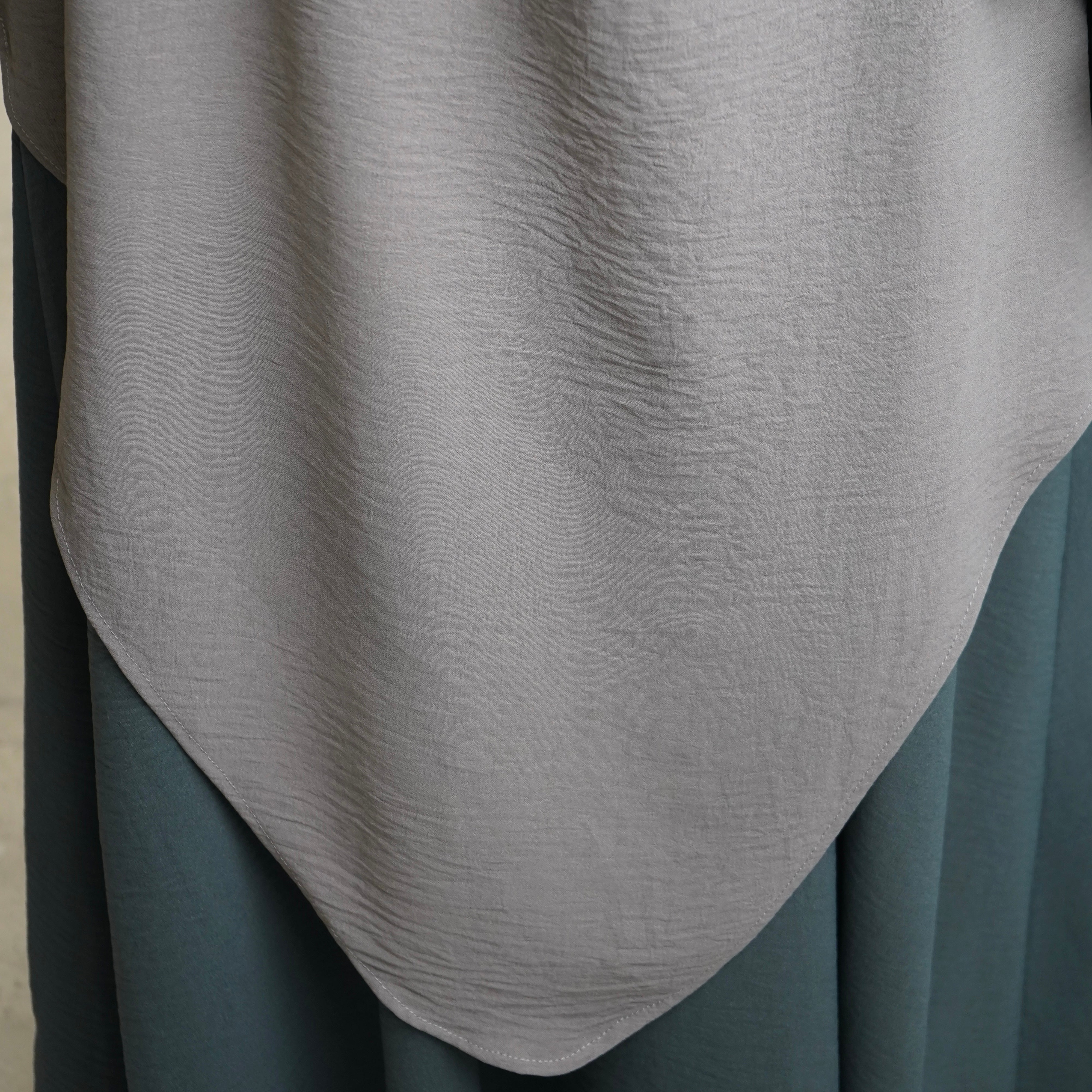 Light Grey Crepe Khimar with Niqab Ties