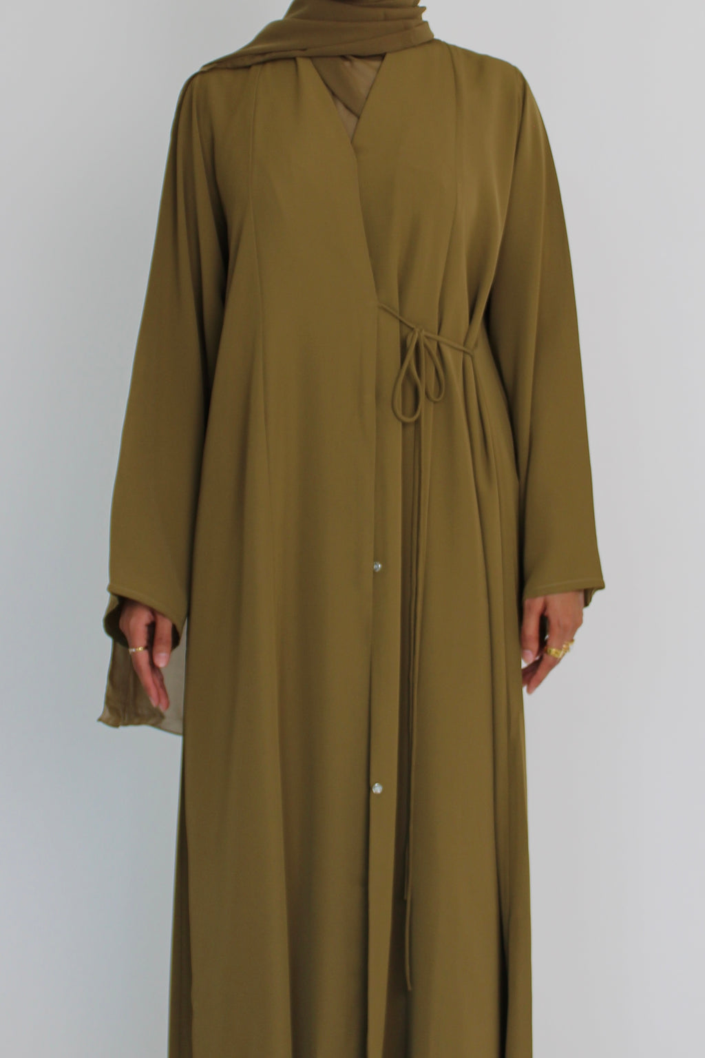 Olive Green Abaya with Matching Sheila Scarf