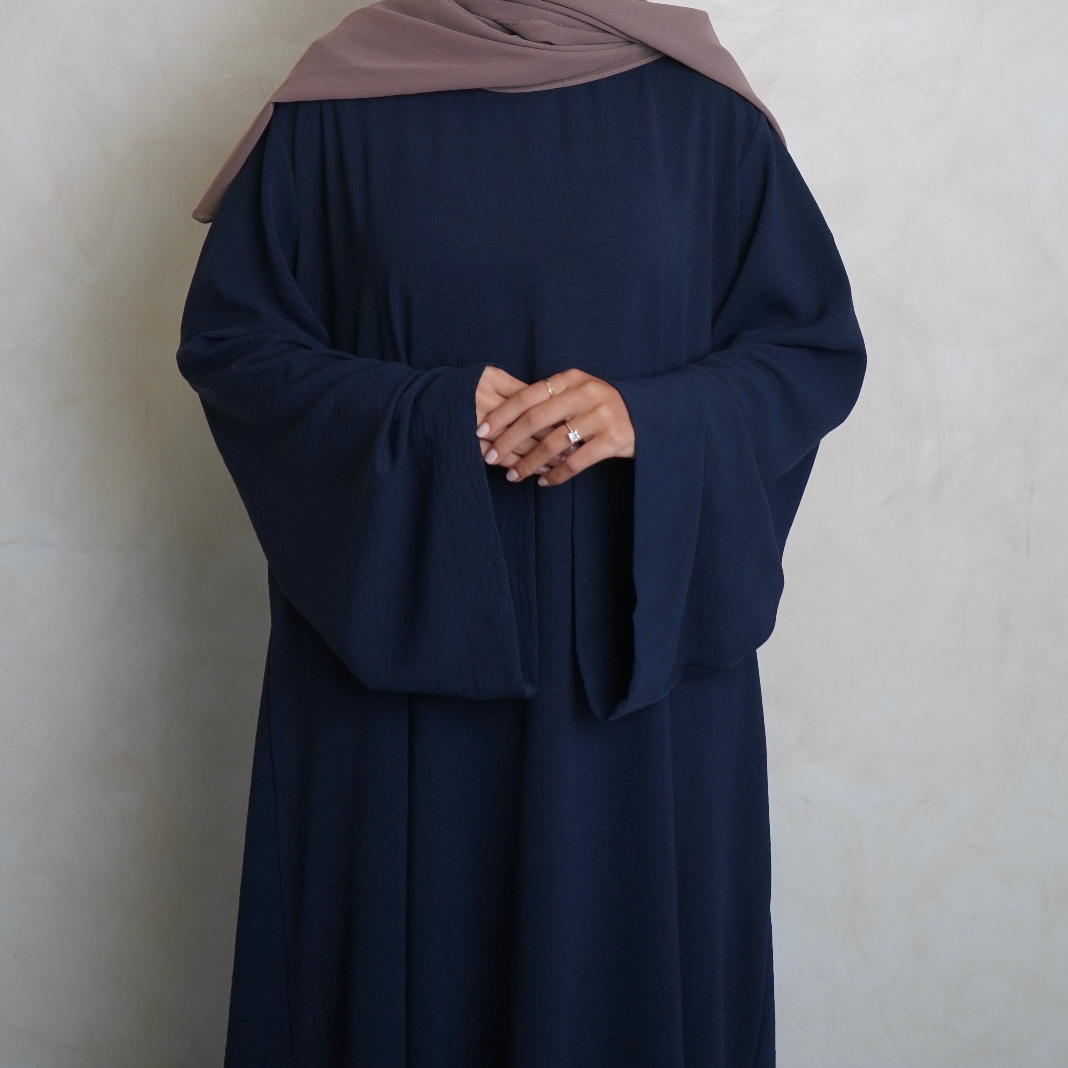 Crepe Mary Straight Abaya Navy Blue