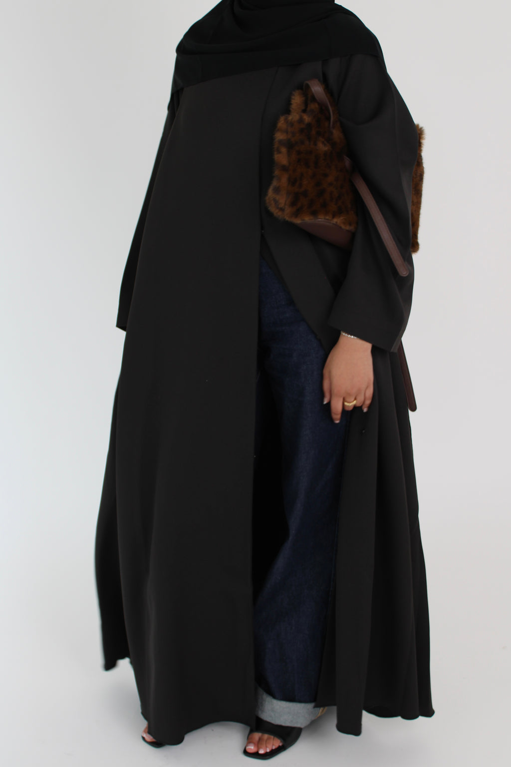 Black Draped Coat with Matching Sheila Hijab