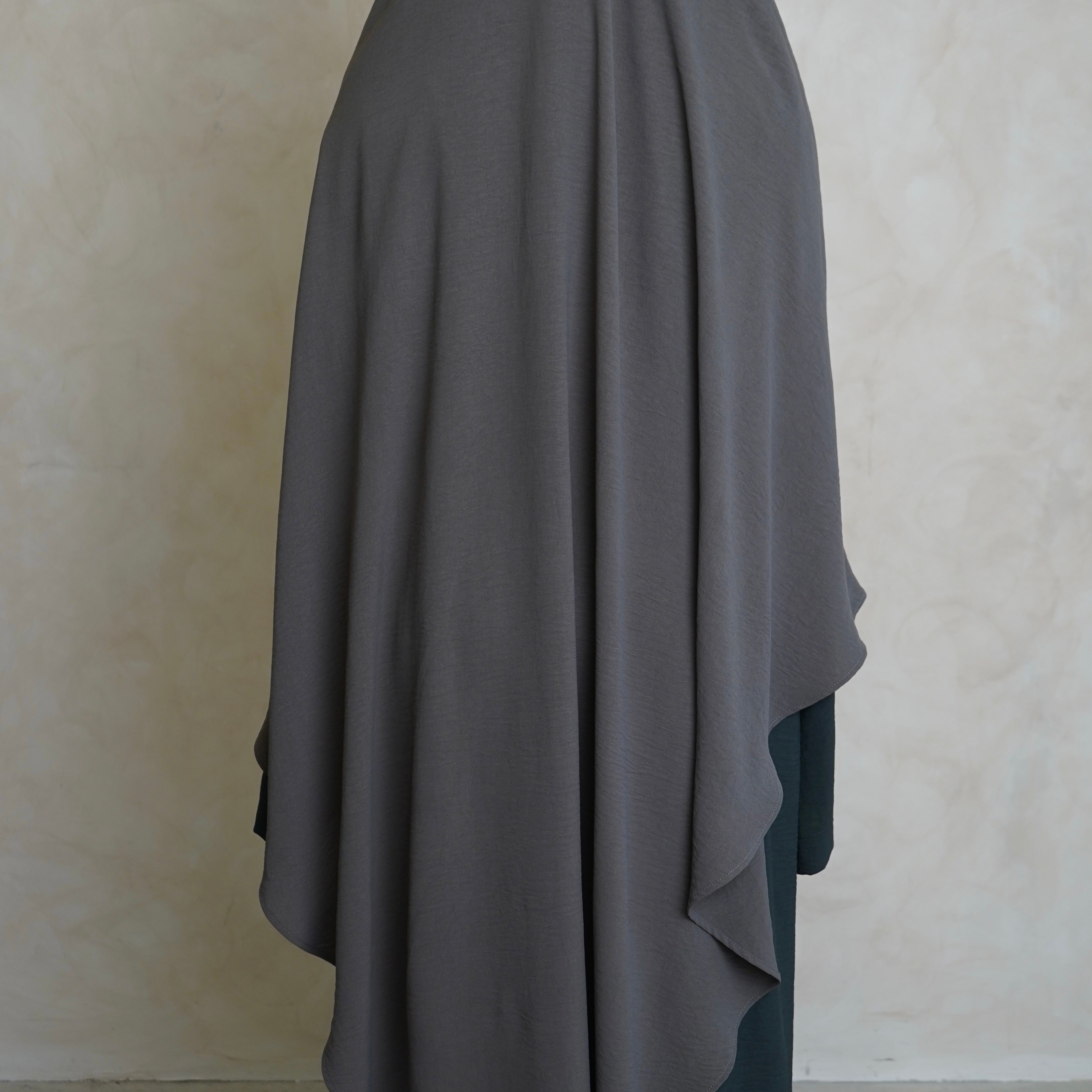 Light Grey Crepe Khimar with Niqab Ties