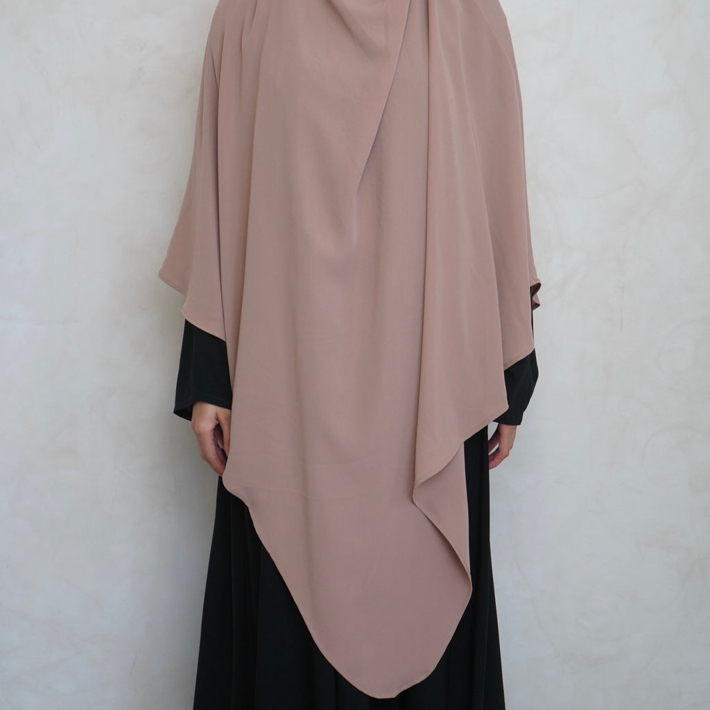 Extra Long Cream Khimar with Niqab Ties