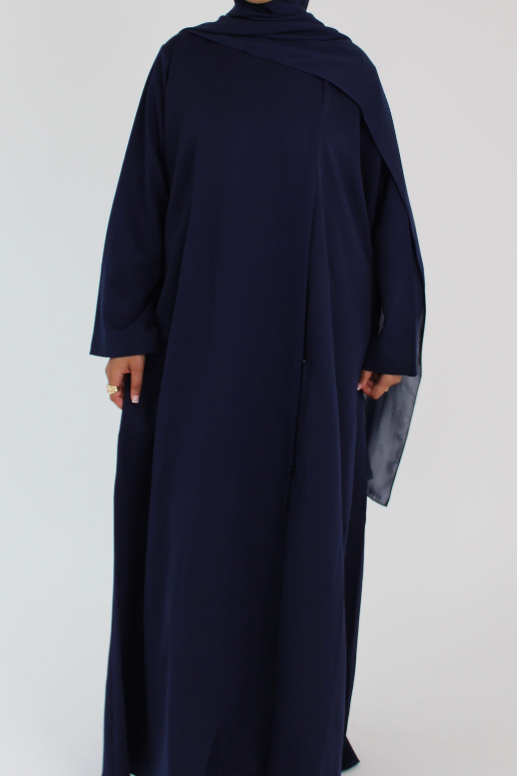 Deep Navy Draped Coat with Matching Sheila Hijab