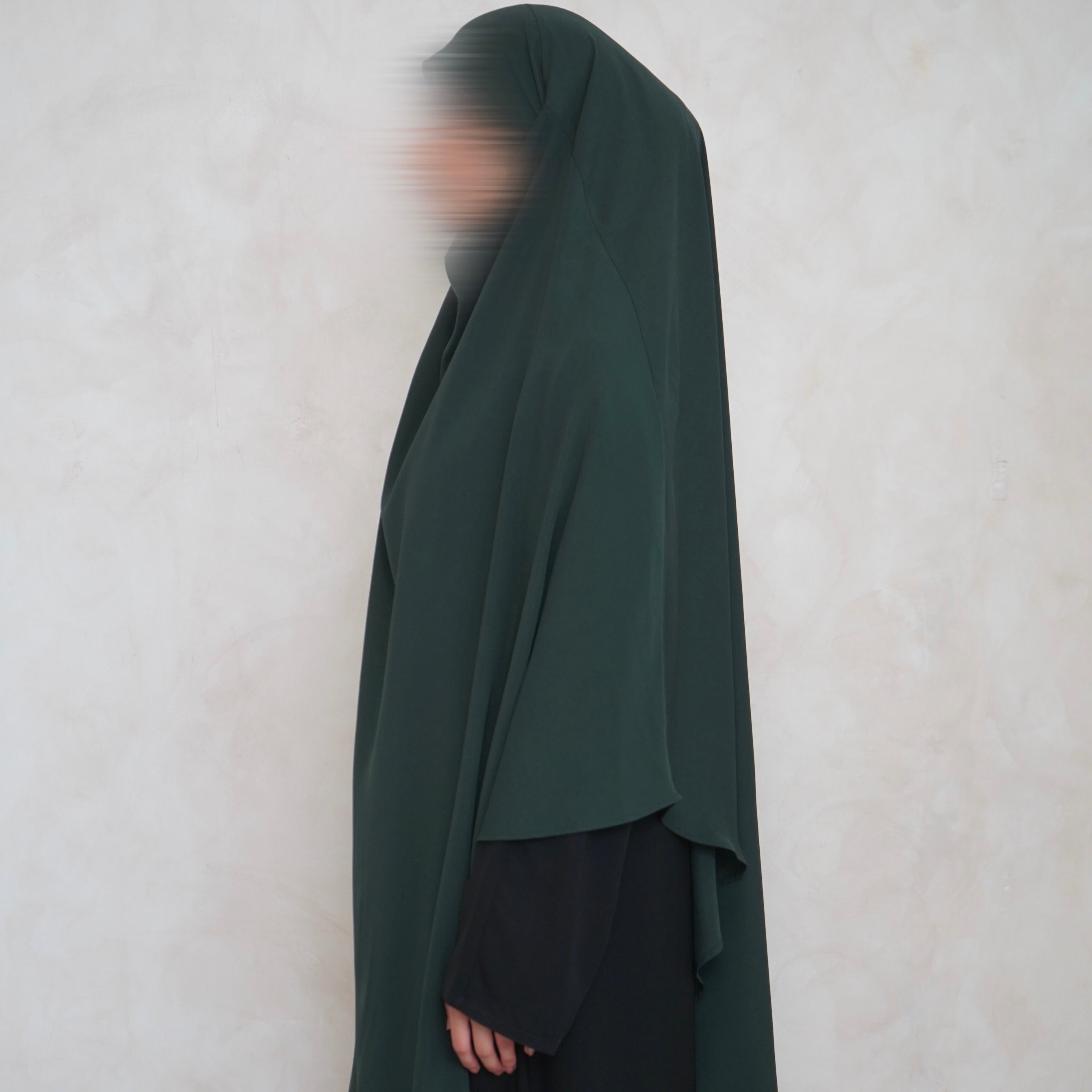 Extra Long Bottle Green Khimar with Niqab Ties