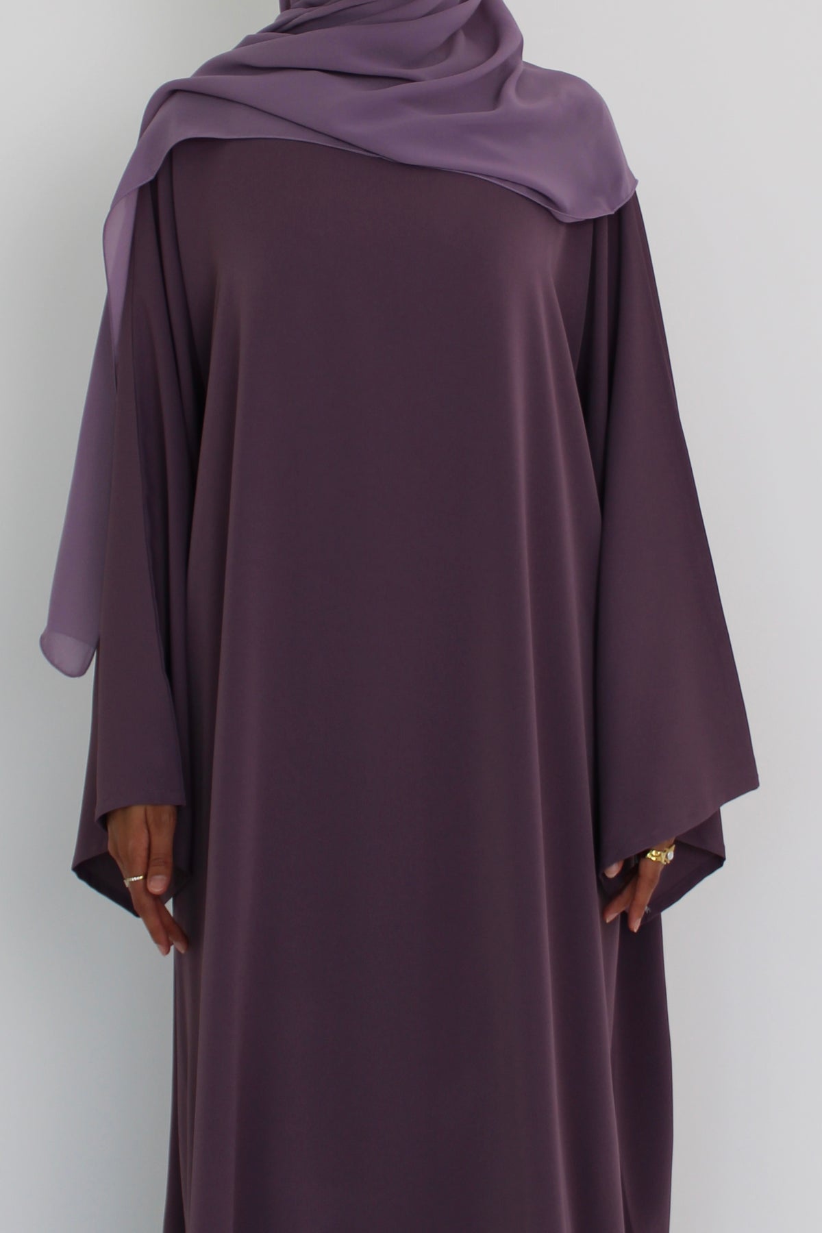 Purple Signature Bell Sleeve Abaya with hijab