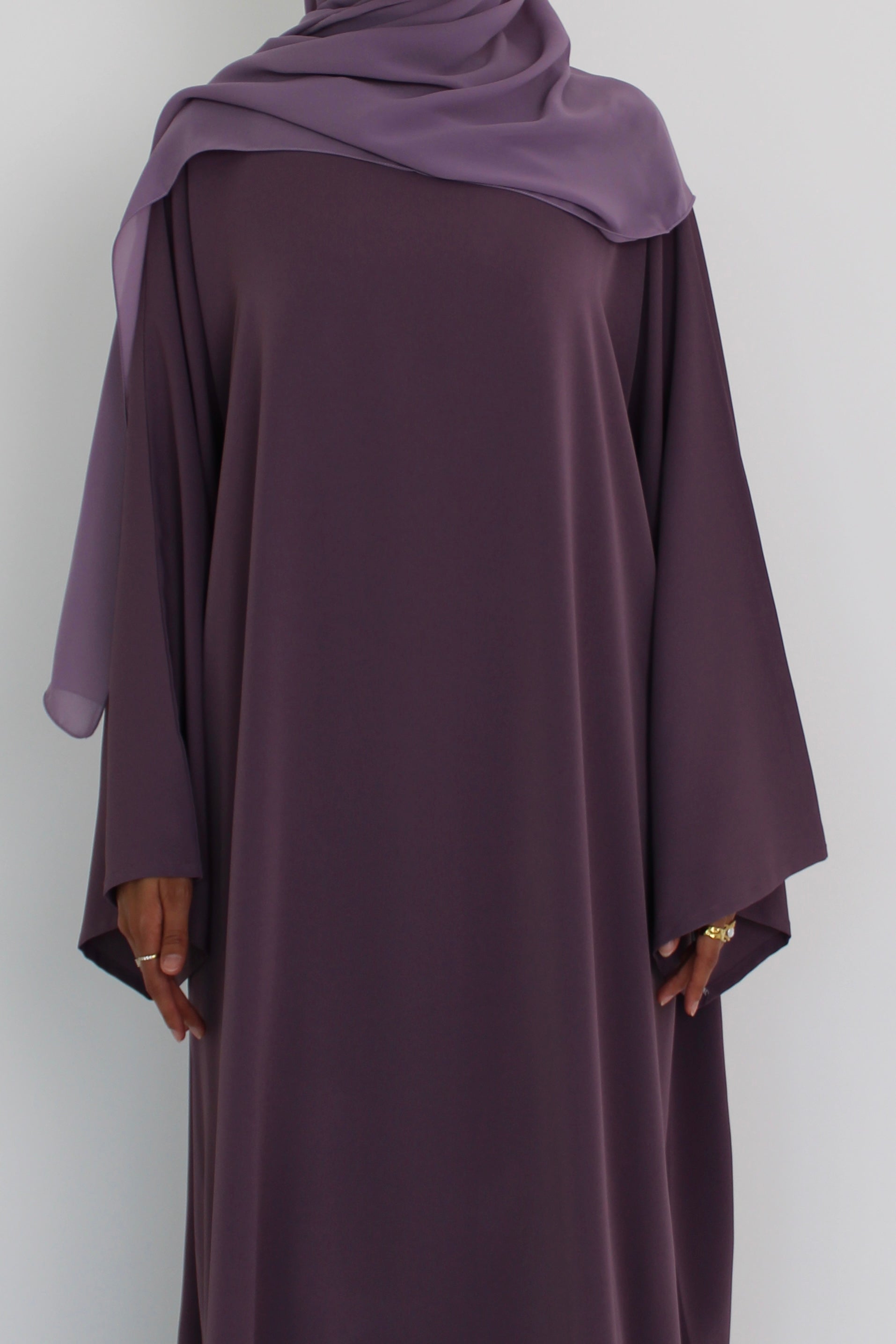 Purple Signature Bell Sleeve Abaya with hijab