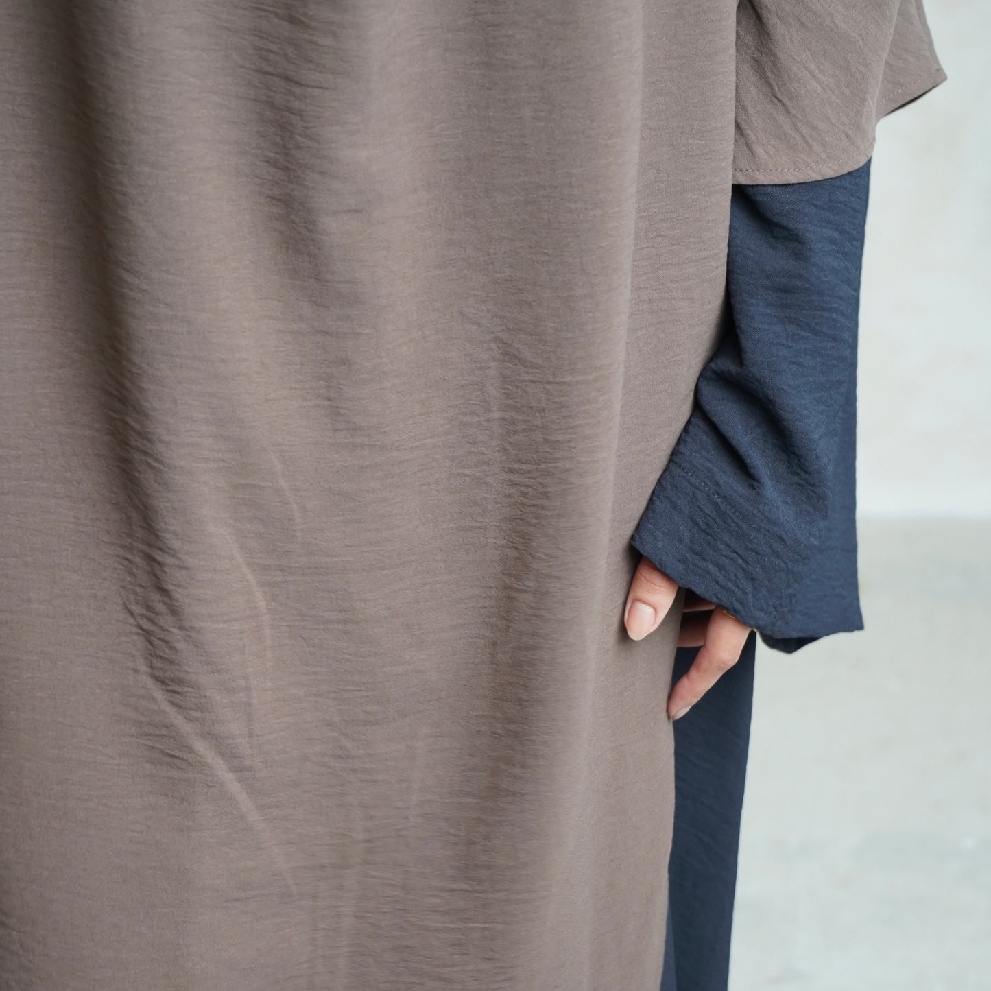 Extra Long Crepe Brown Khimar with Niqab Ties