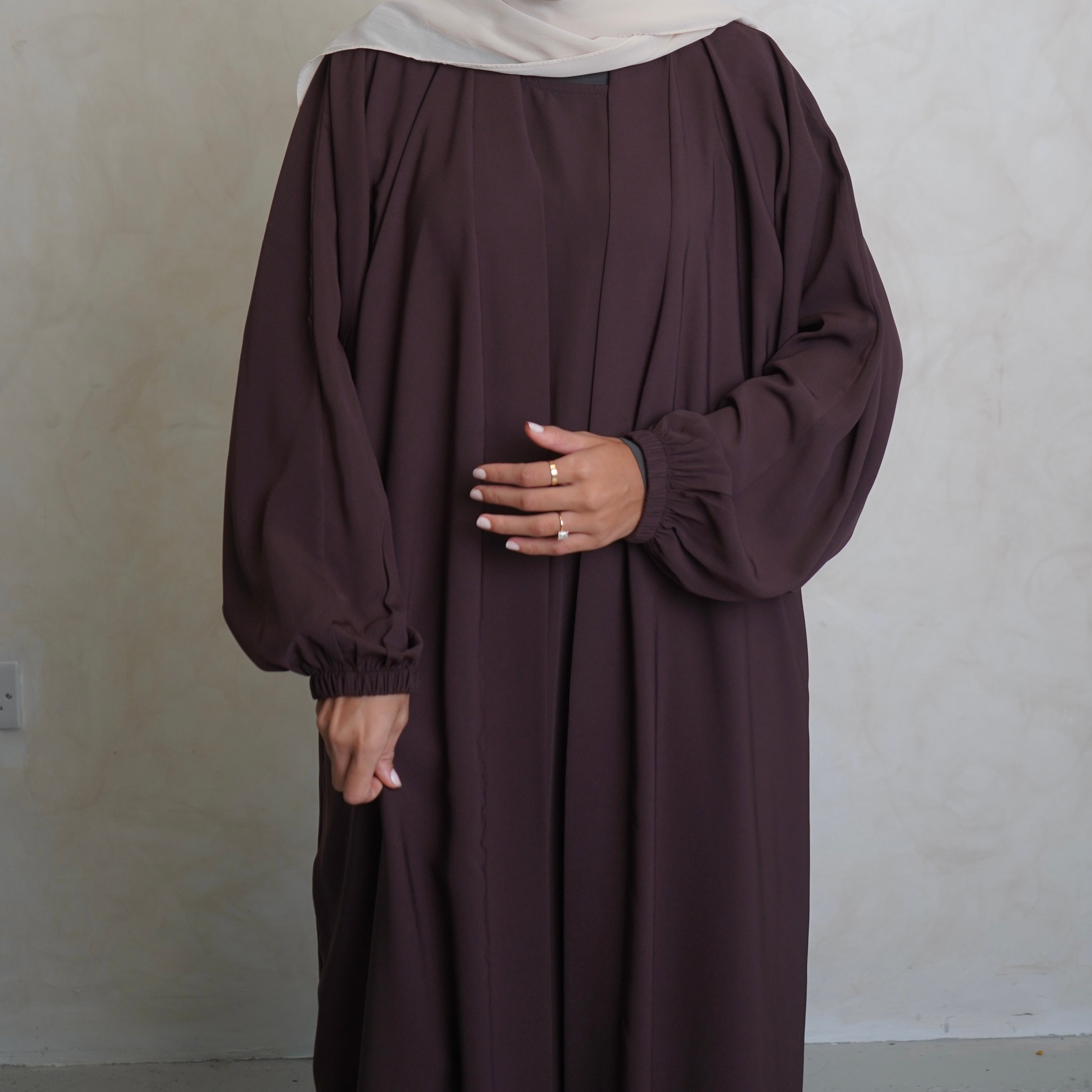 Cuffed Nubo Abaya Set Choc Brown