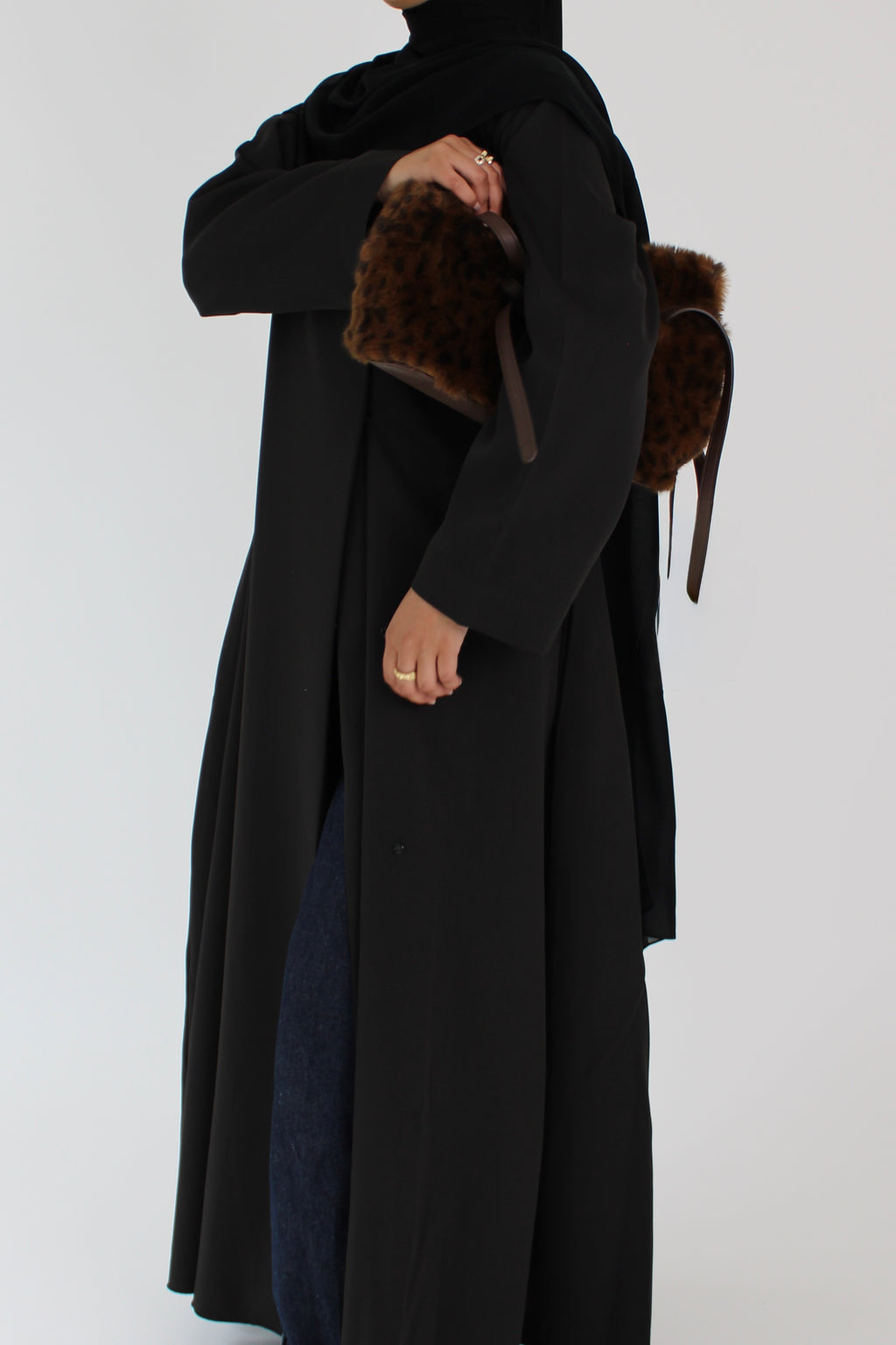 Black Draped Coat with Matching Sheila Hijab