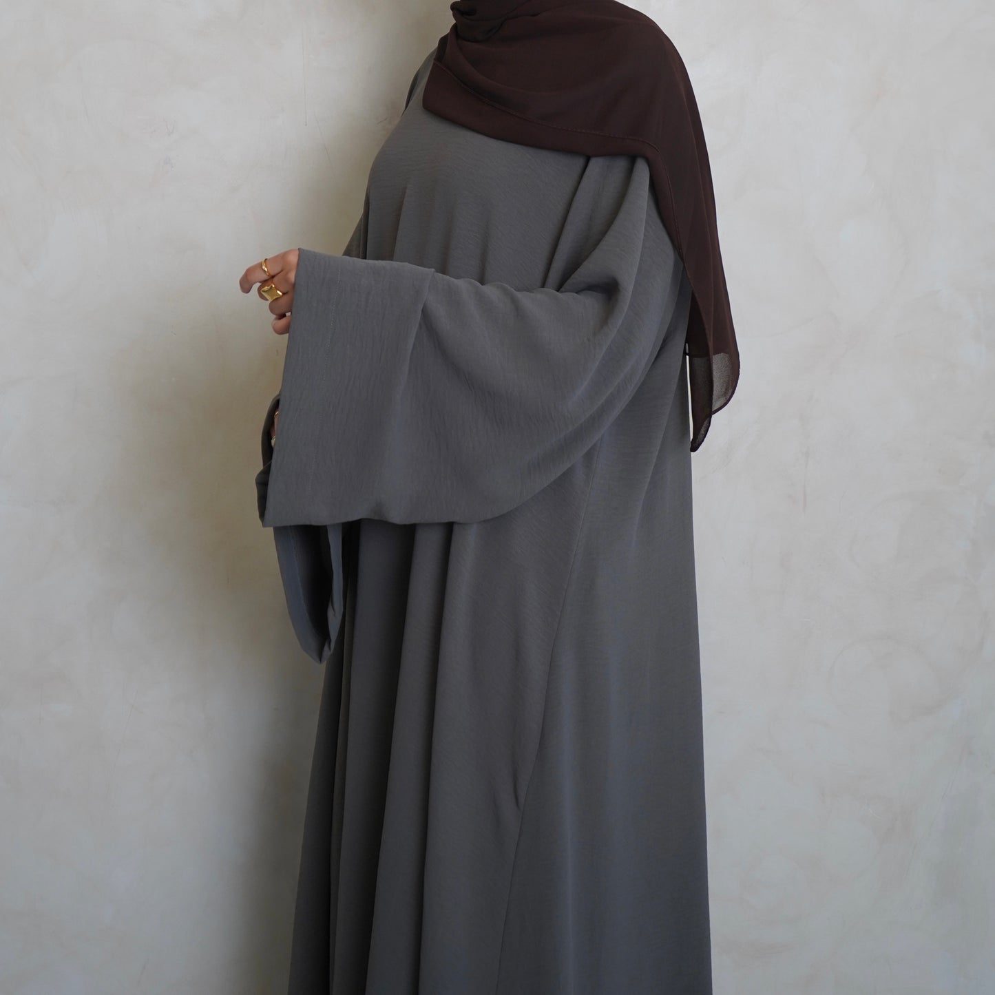 Crepe Mary Straight Abaya Light Grey