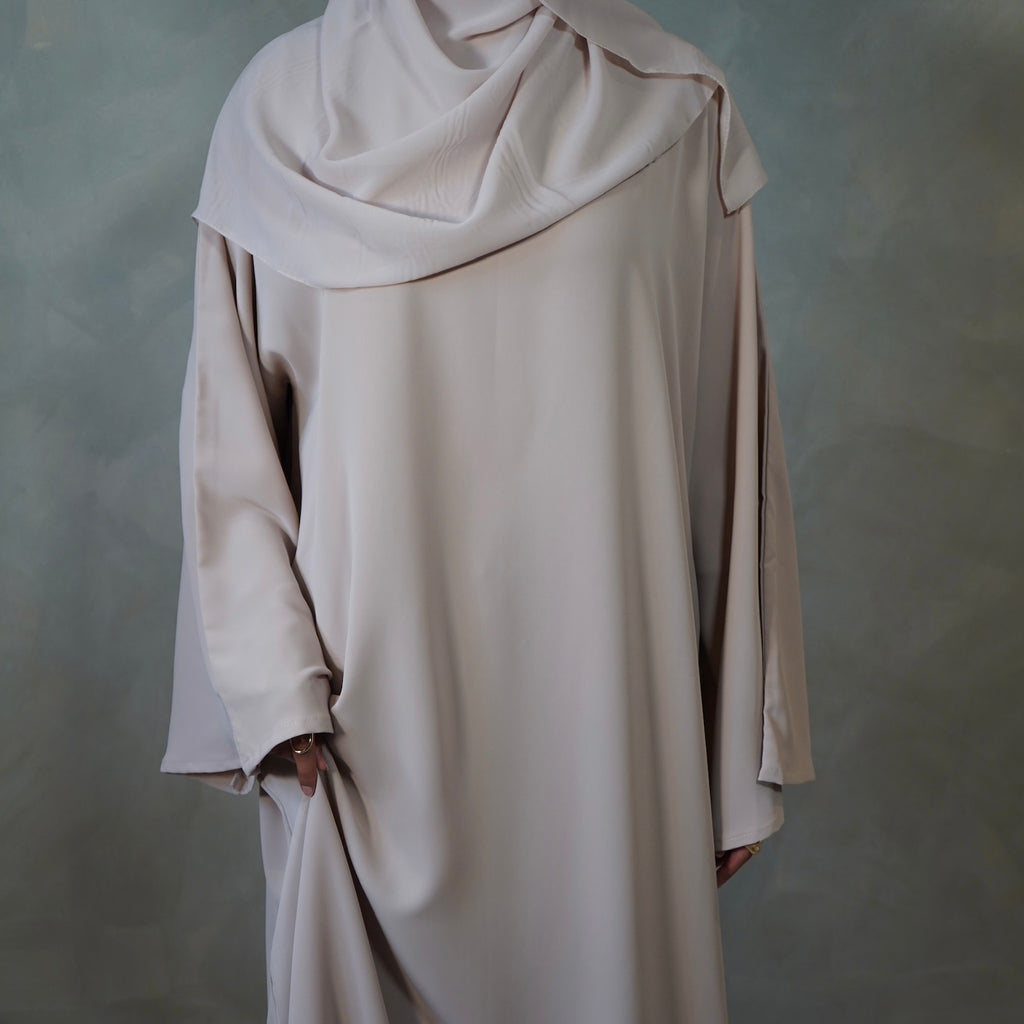 Warm Beige Bell Sleeve Abaya with Sheila Hijab