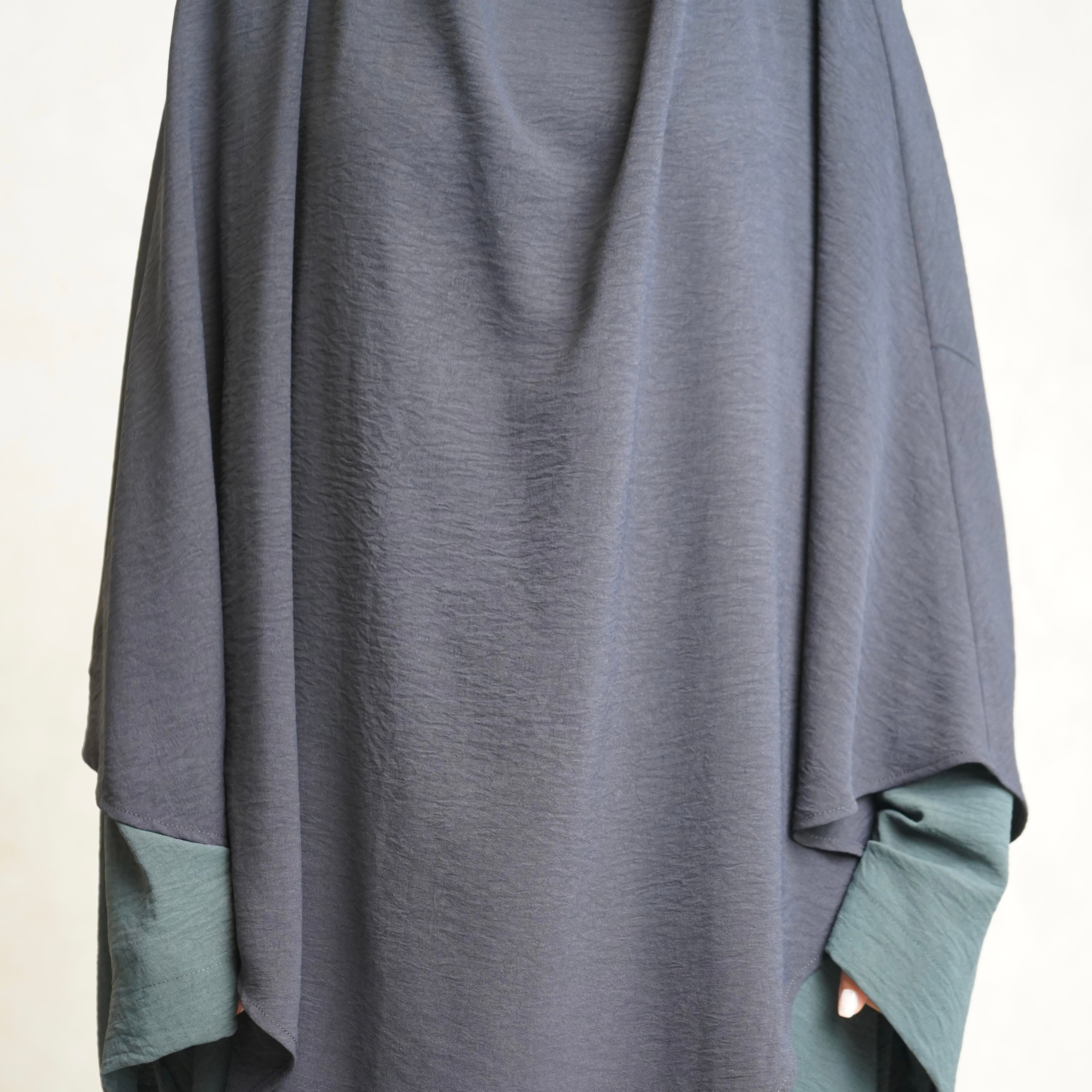 Navy Grey Crepe with Khimar Niqab Ties