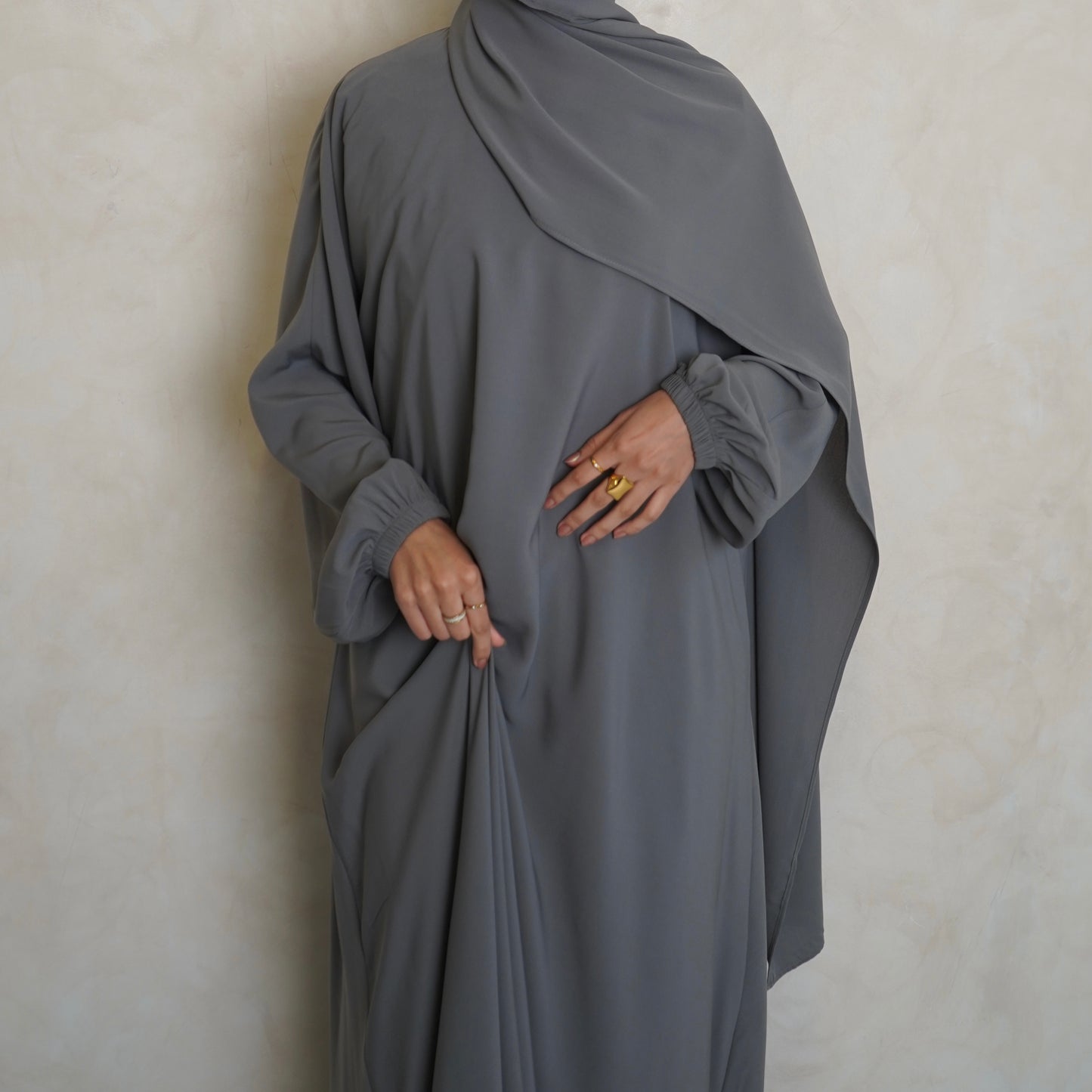 1pc Prayer Jilbaya Light Grey