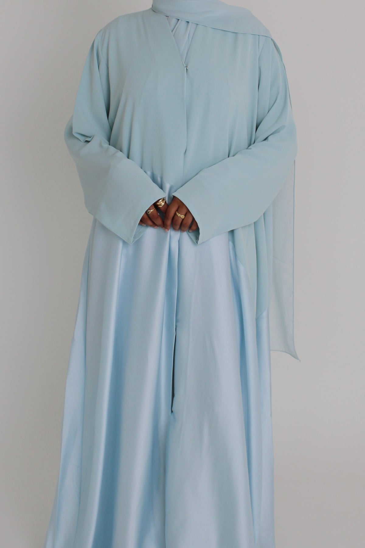 Powdered Blue Silk with Matching Sheila Hijab