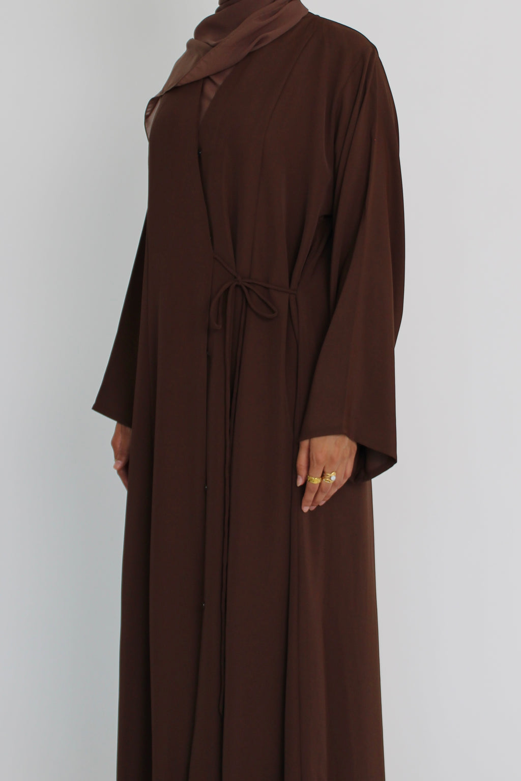 Brown Tie Abaya with Matching Sheila Scarf