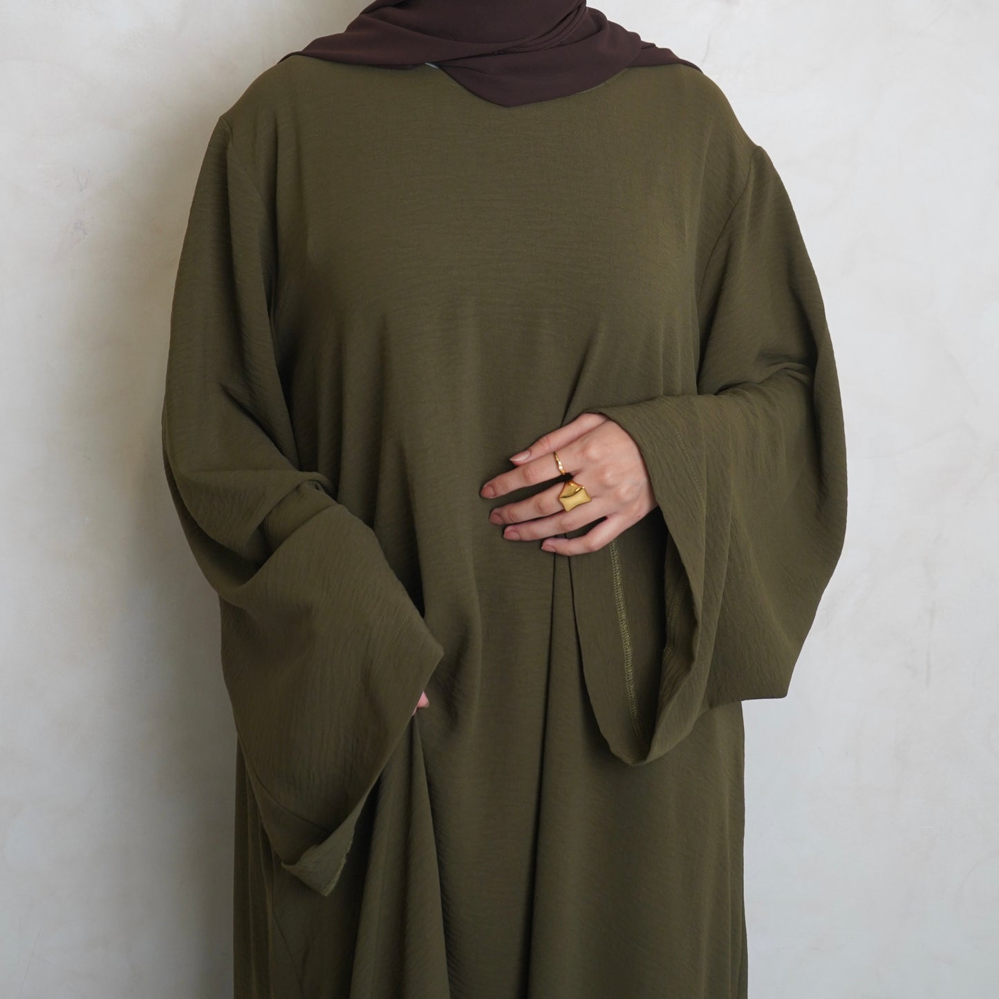 Crepe Mary Straight Abaya Olive Green