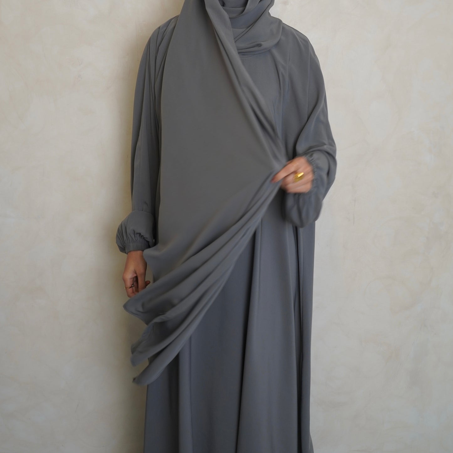 1pc Prayer Jilbaya Light Grey