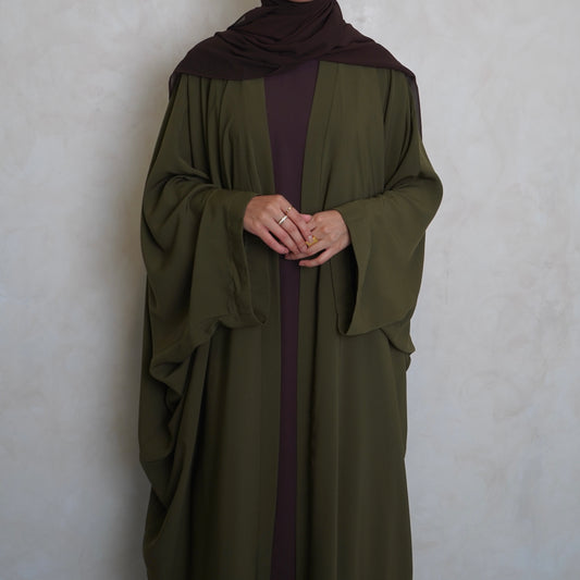 Nahla’s Open Cloak Abaya Olive Green