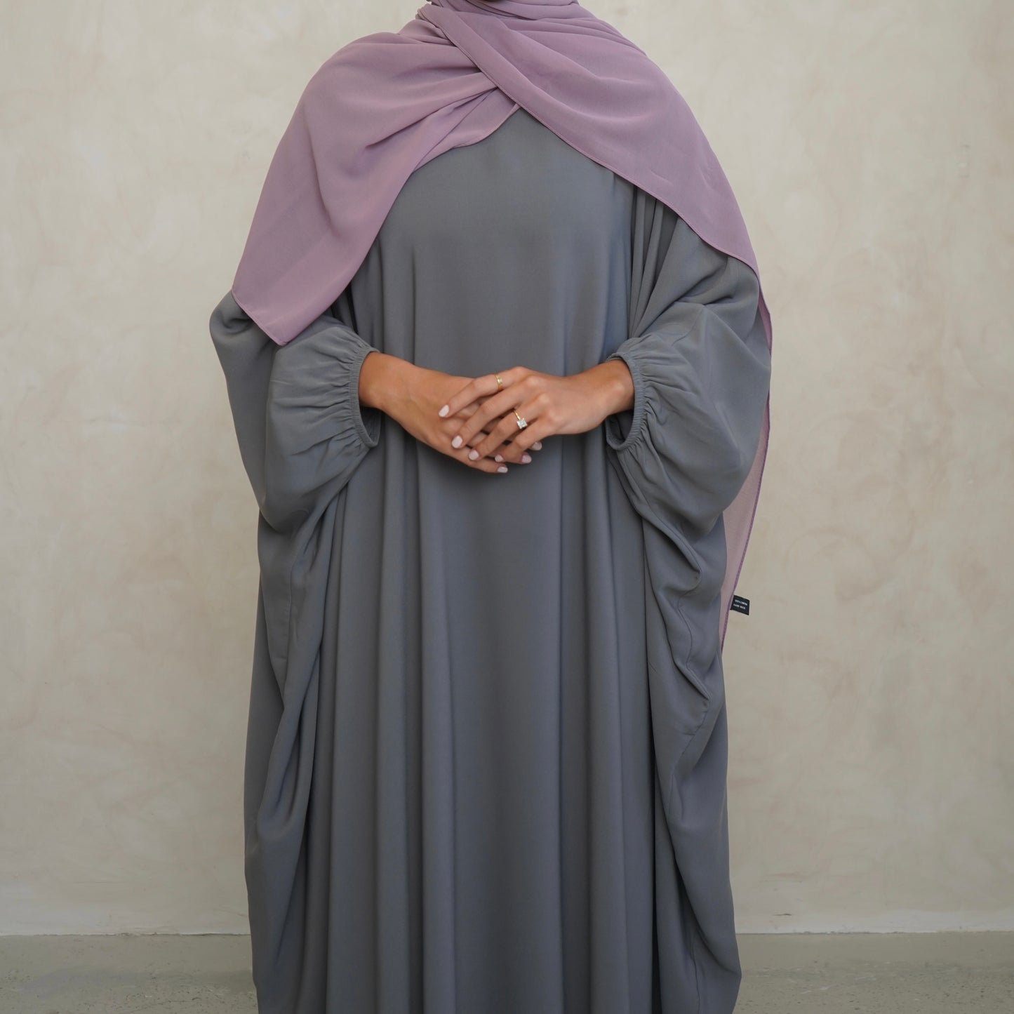 Cuffed Norah Batwing Jilbaya Light Grey