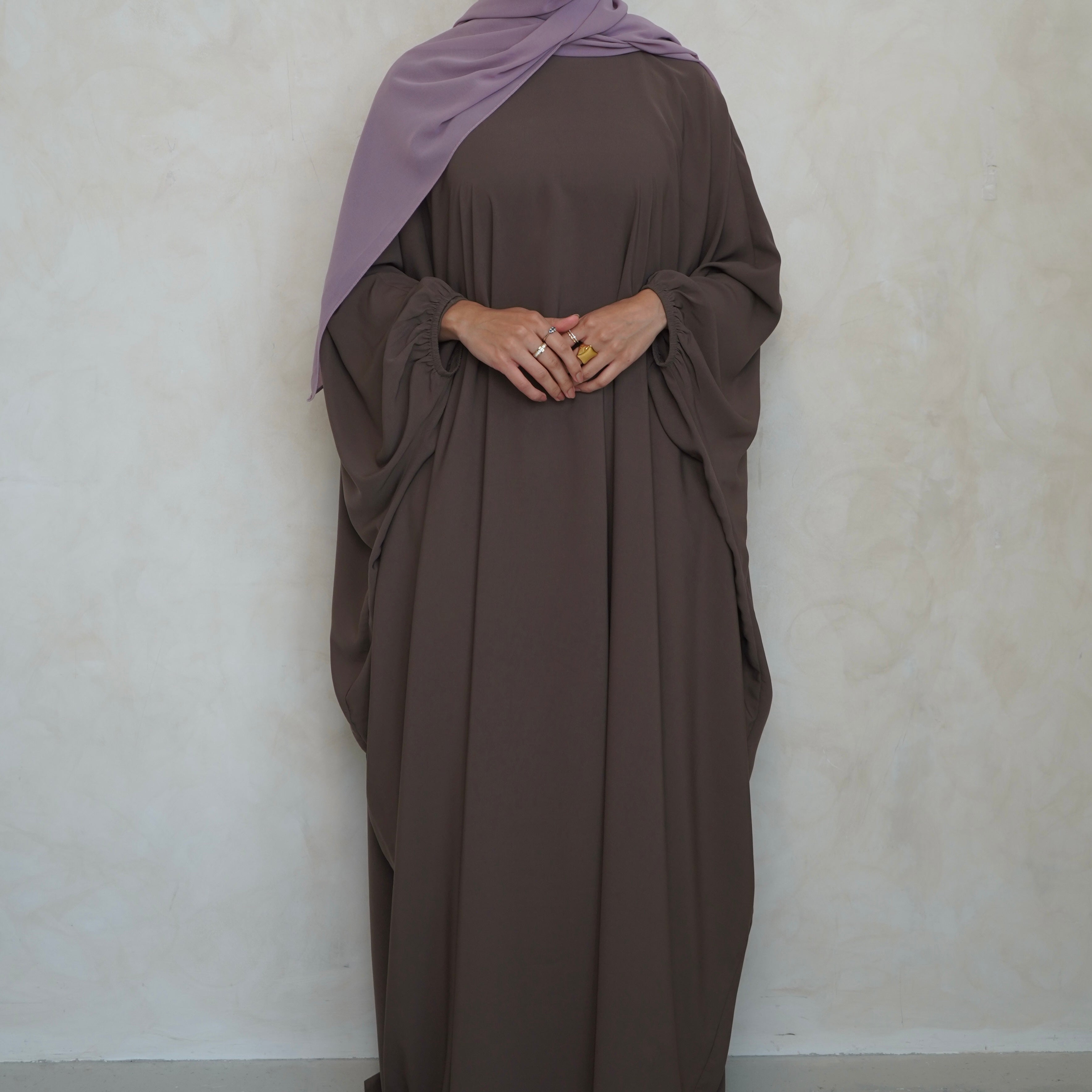 Cuffed Norah Batwing Jilbaya Brown