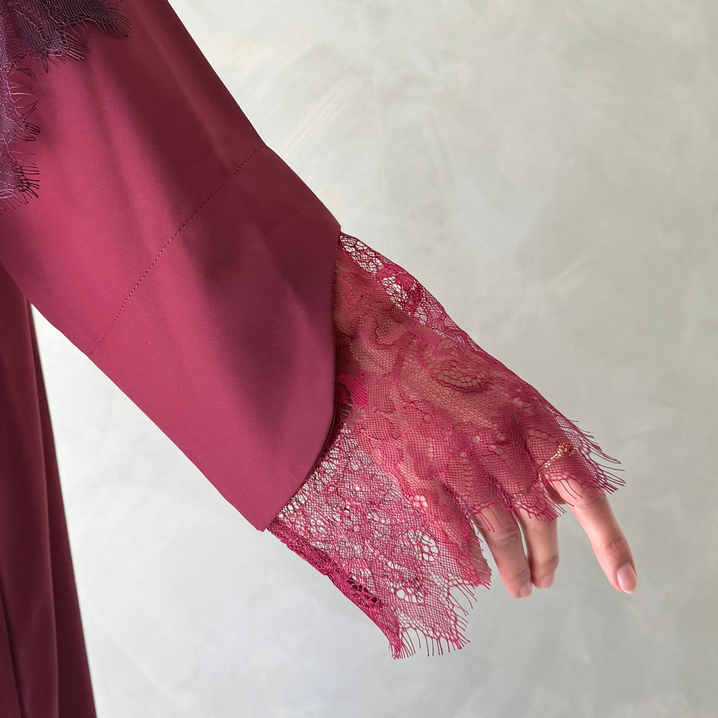 Wine laced abaya with sheila scarf