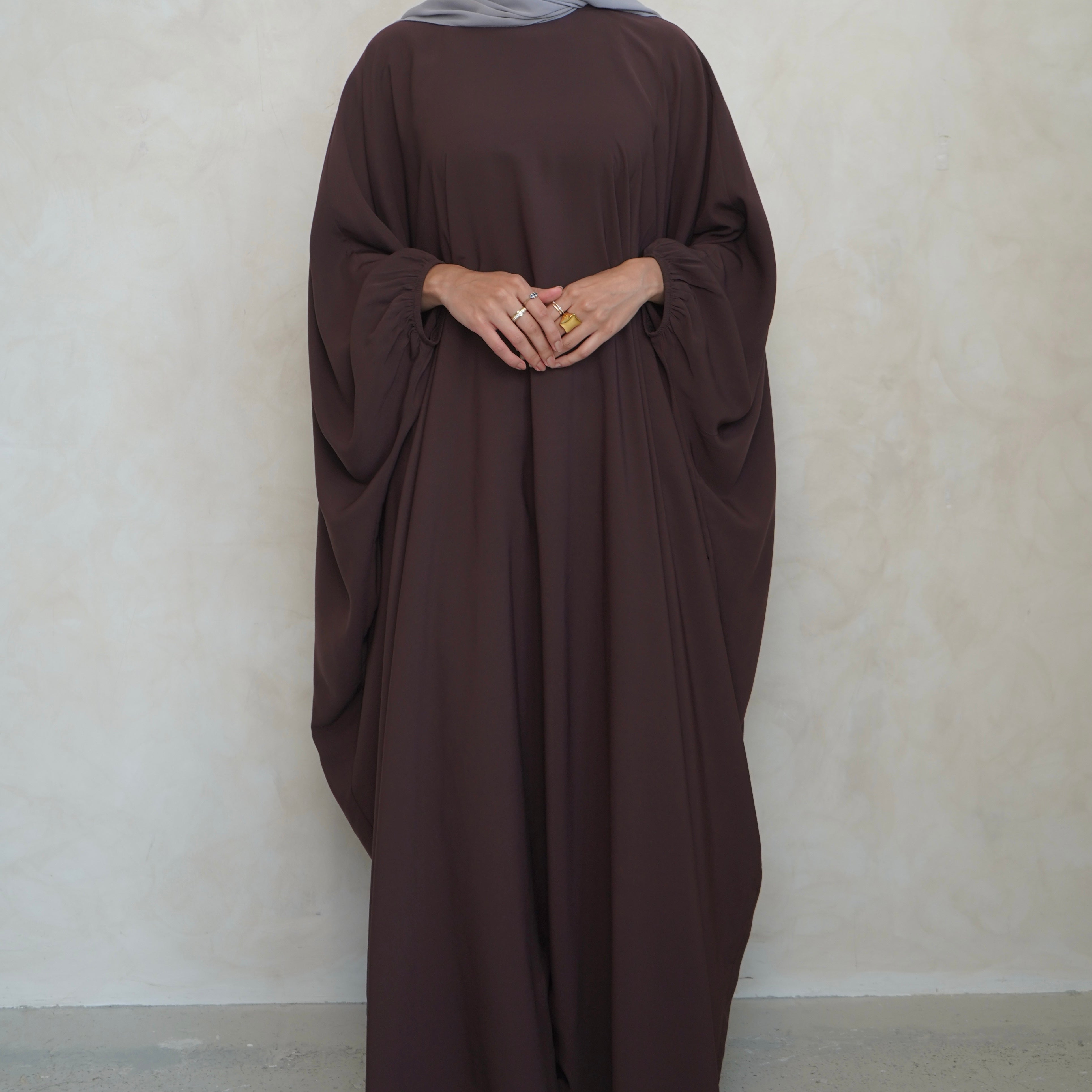 Cuffed Norah Batwing Jilbaya Choc Brown