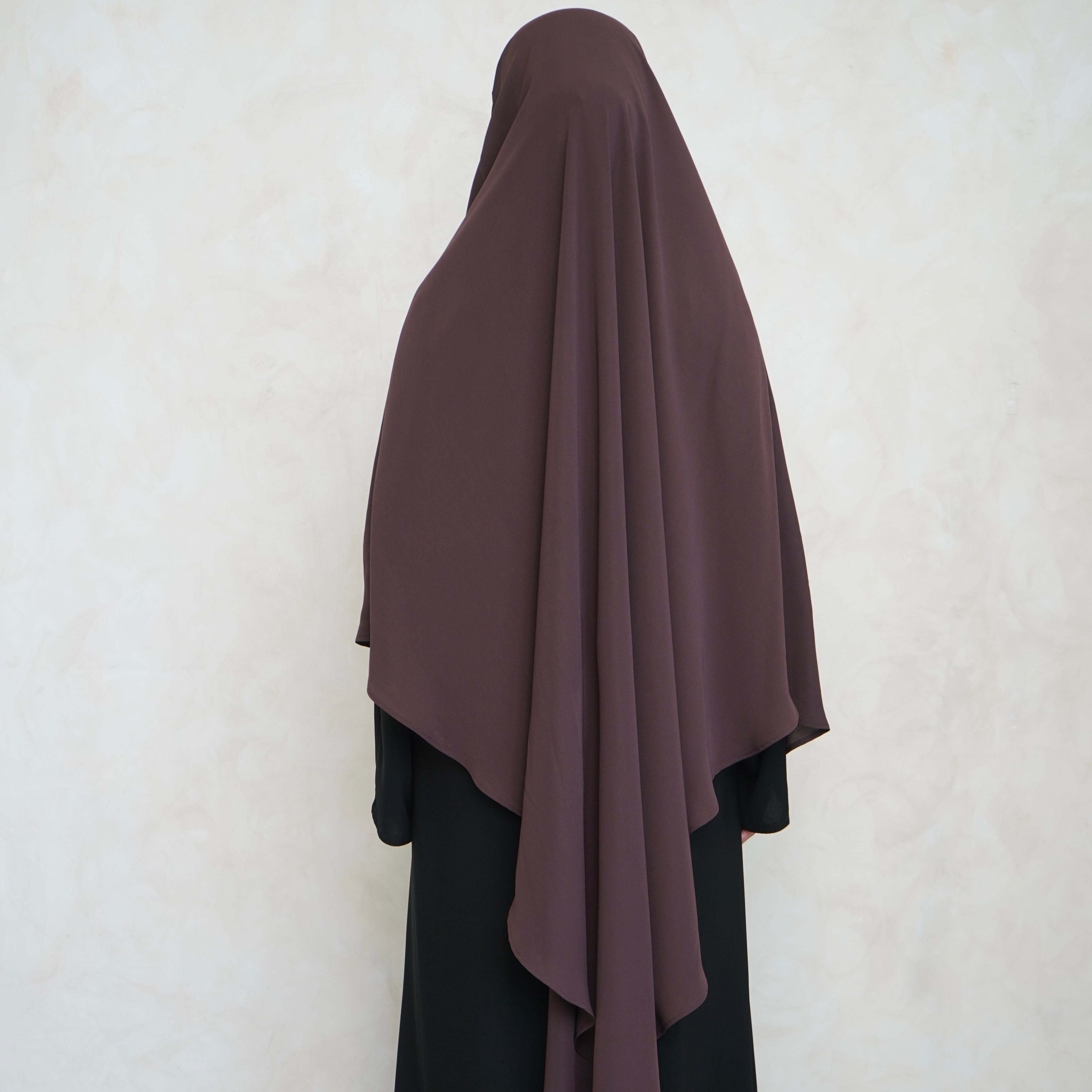 Extra Long Choc Brown Khimar with Niqab Ties