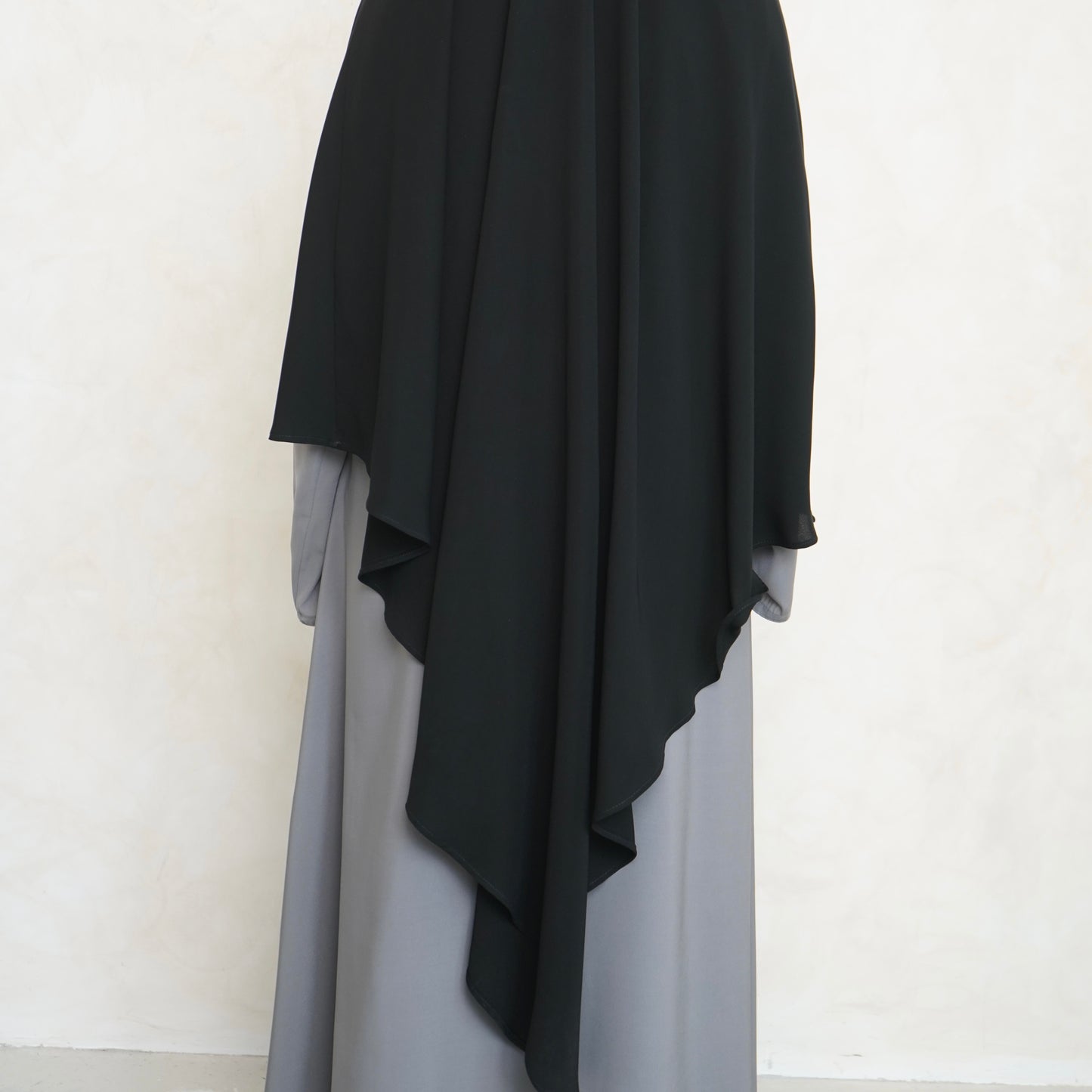 Extra Long Black Khimar with Niqab Ties