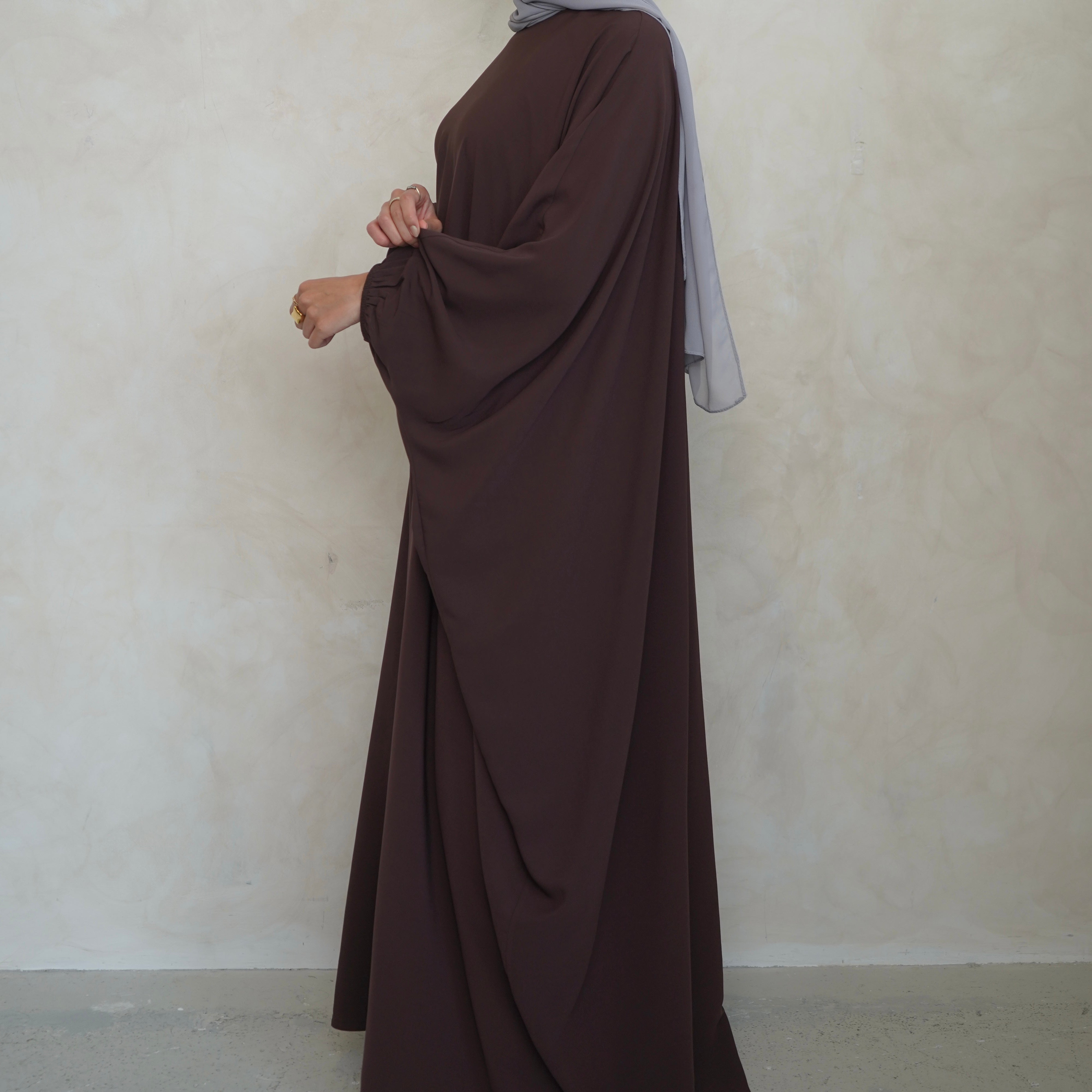 Cuffed Norah Batwing Jilbaya Choc Brown