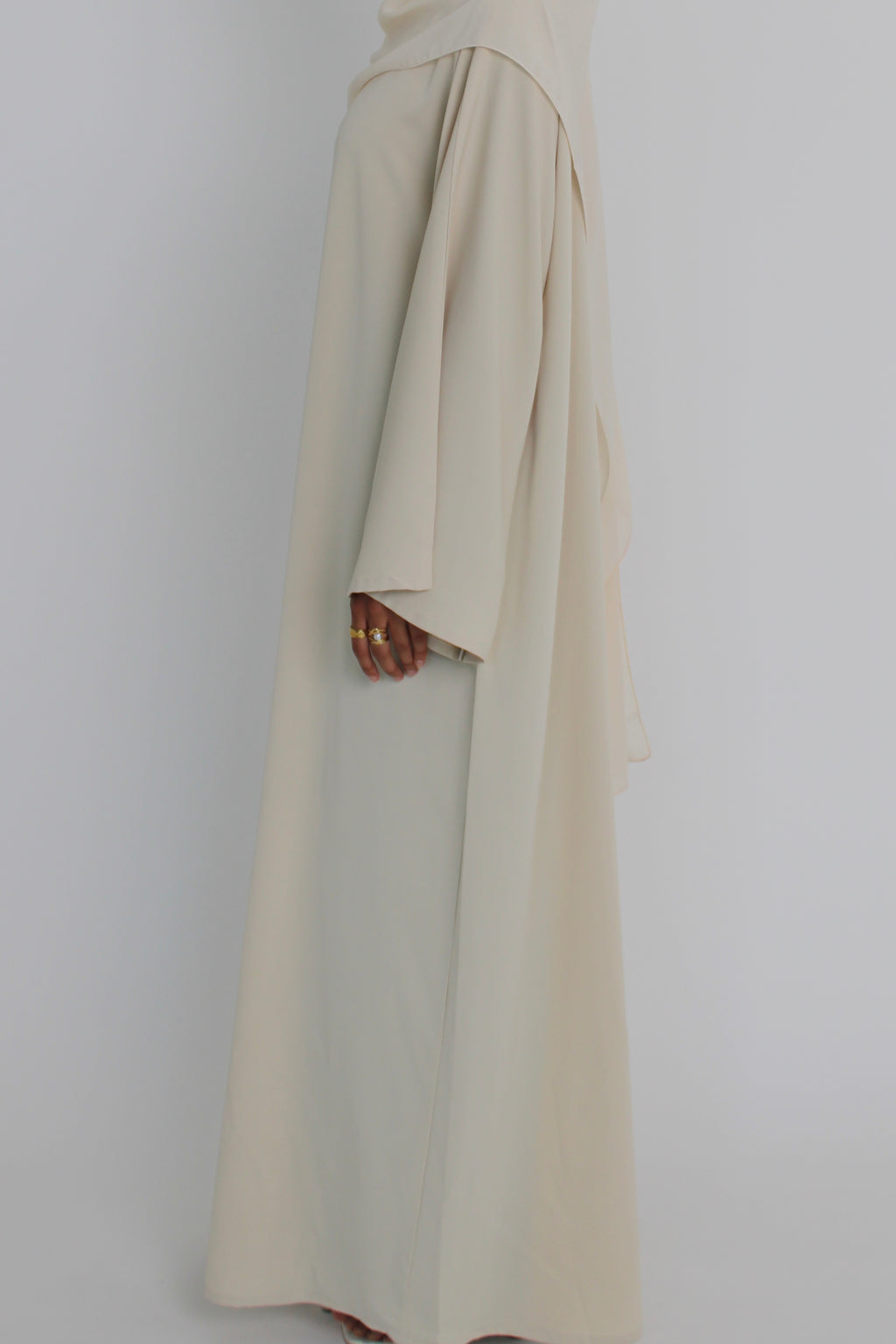 Ivory Signature Bell Sleeve Abaya with hijab