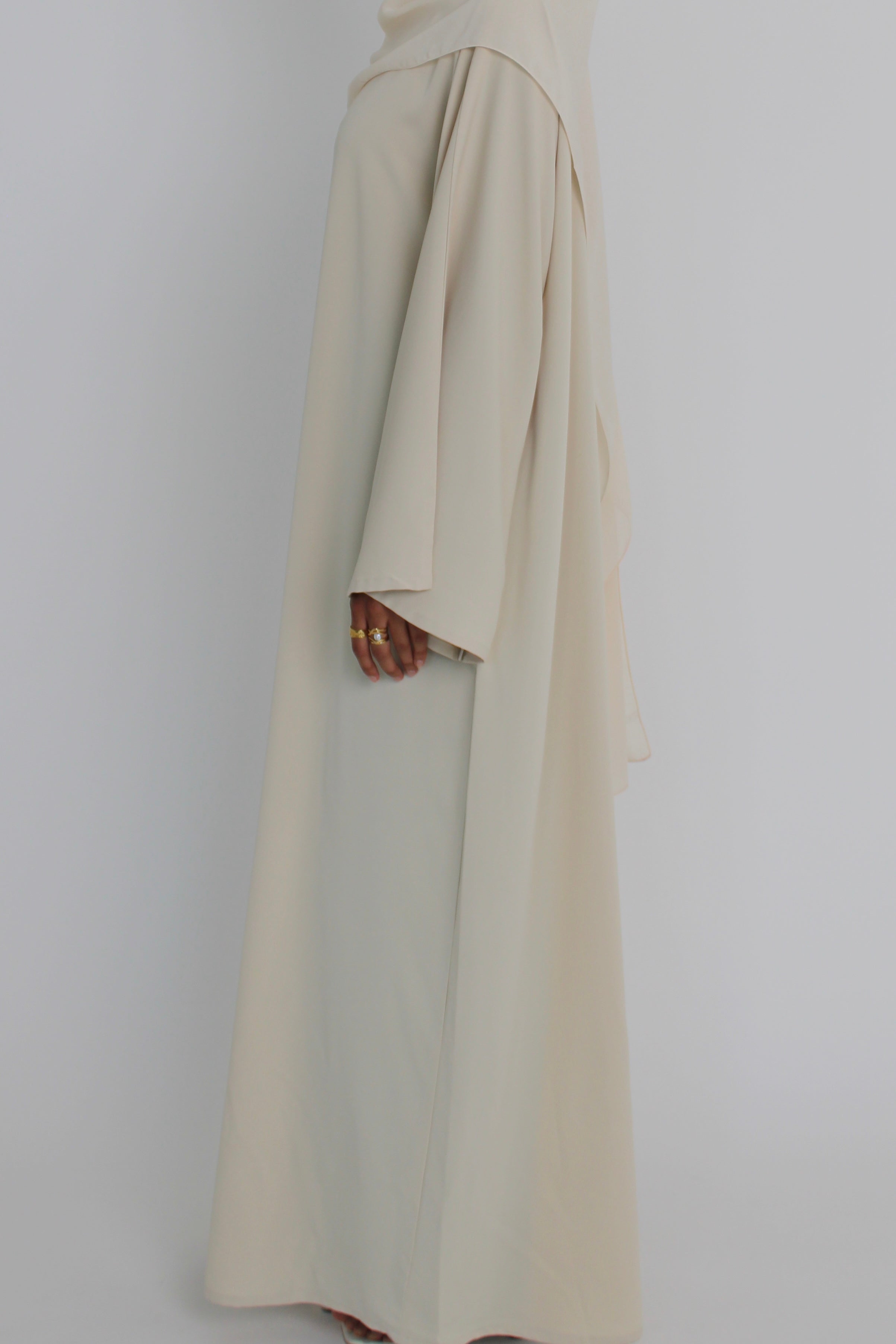 Ivory Signature Bell Sleeve Abaya with hijab