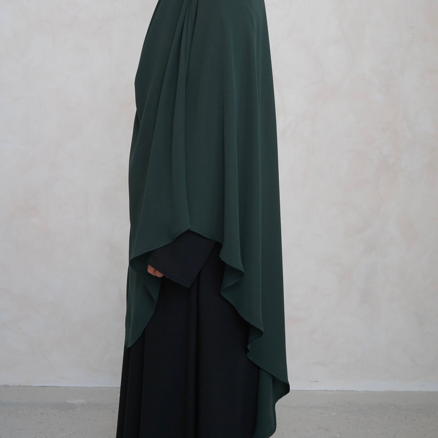 Extra Long Bottle Green Khimar with Niqab Ties