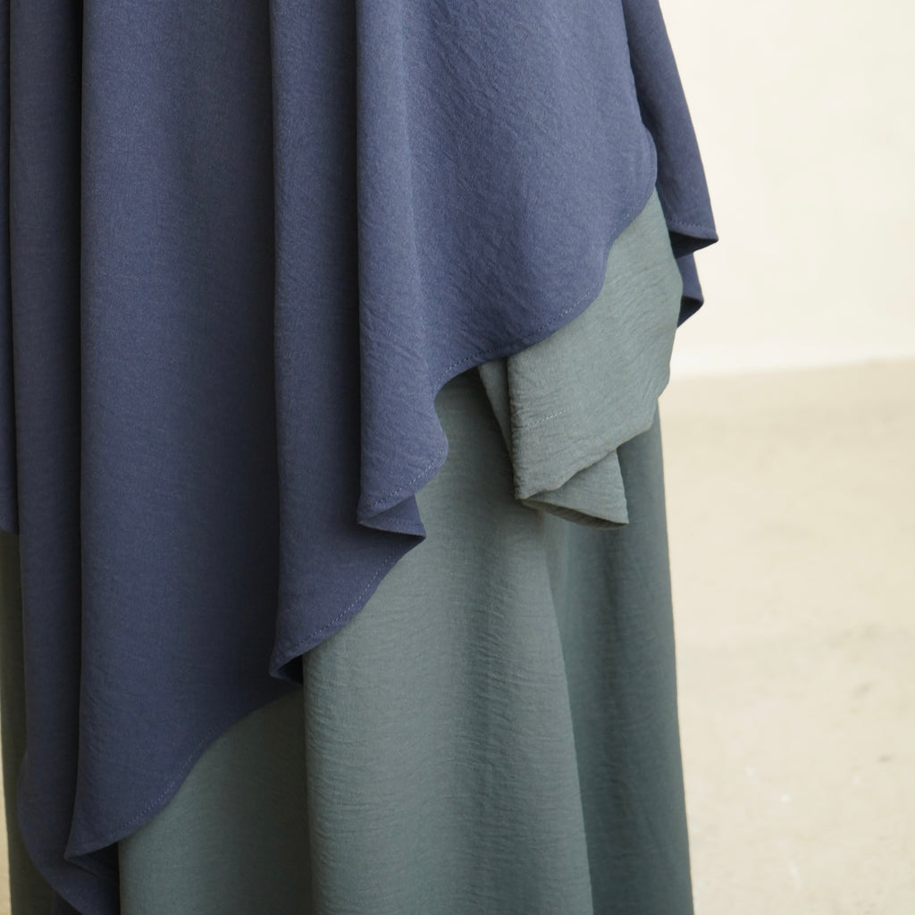 Navy Blue Crepe Khimar with Niqab Ties