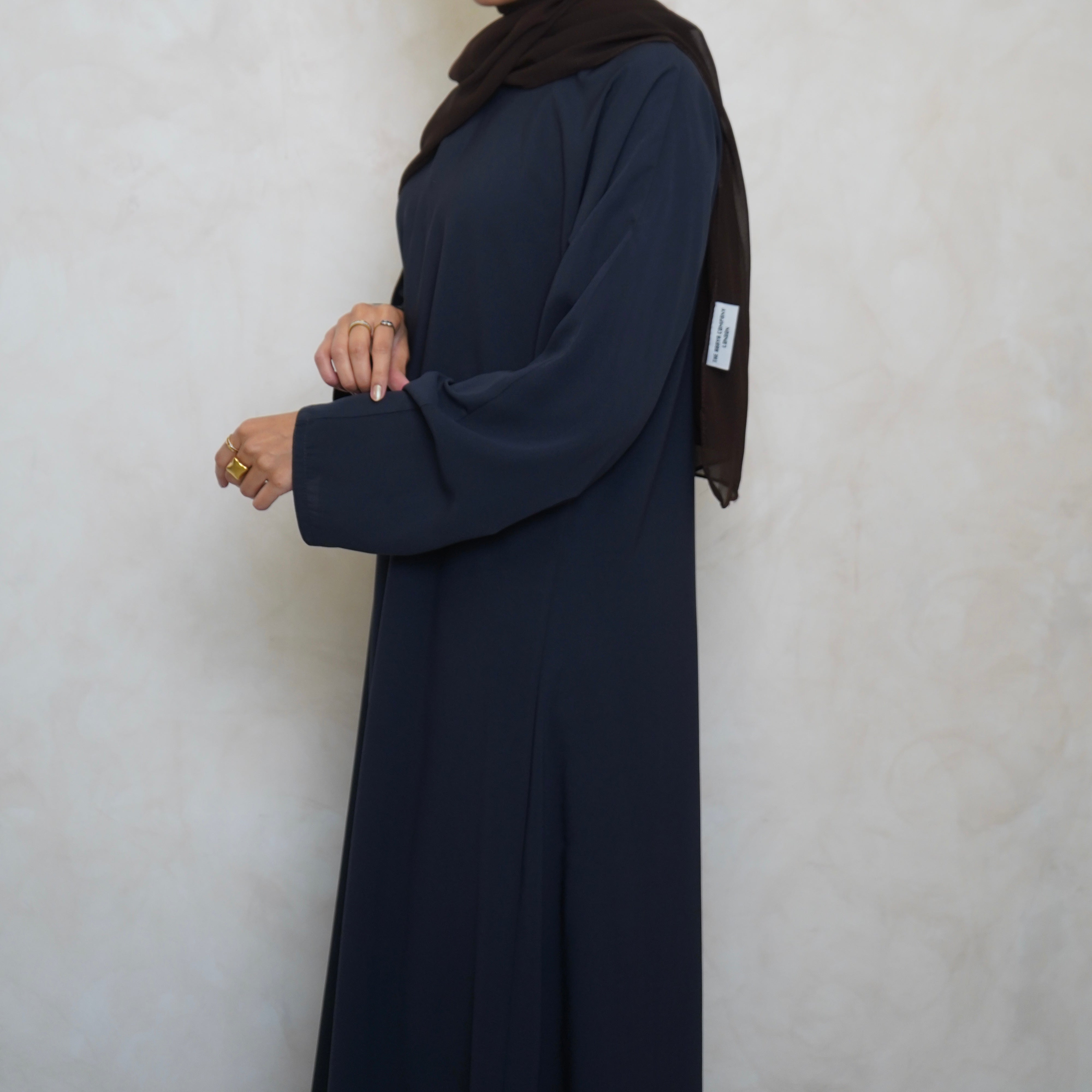 Classic A Line Abaya Navy Grey