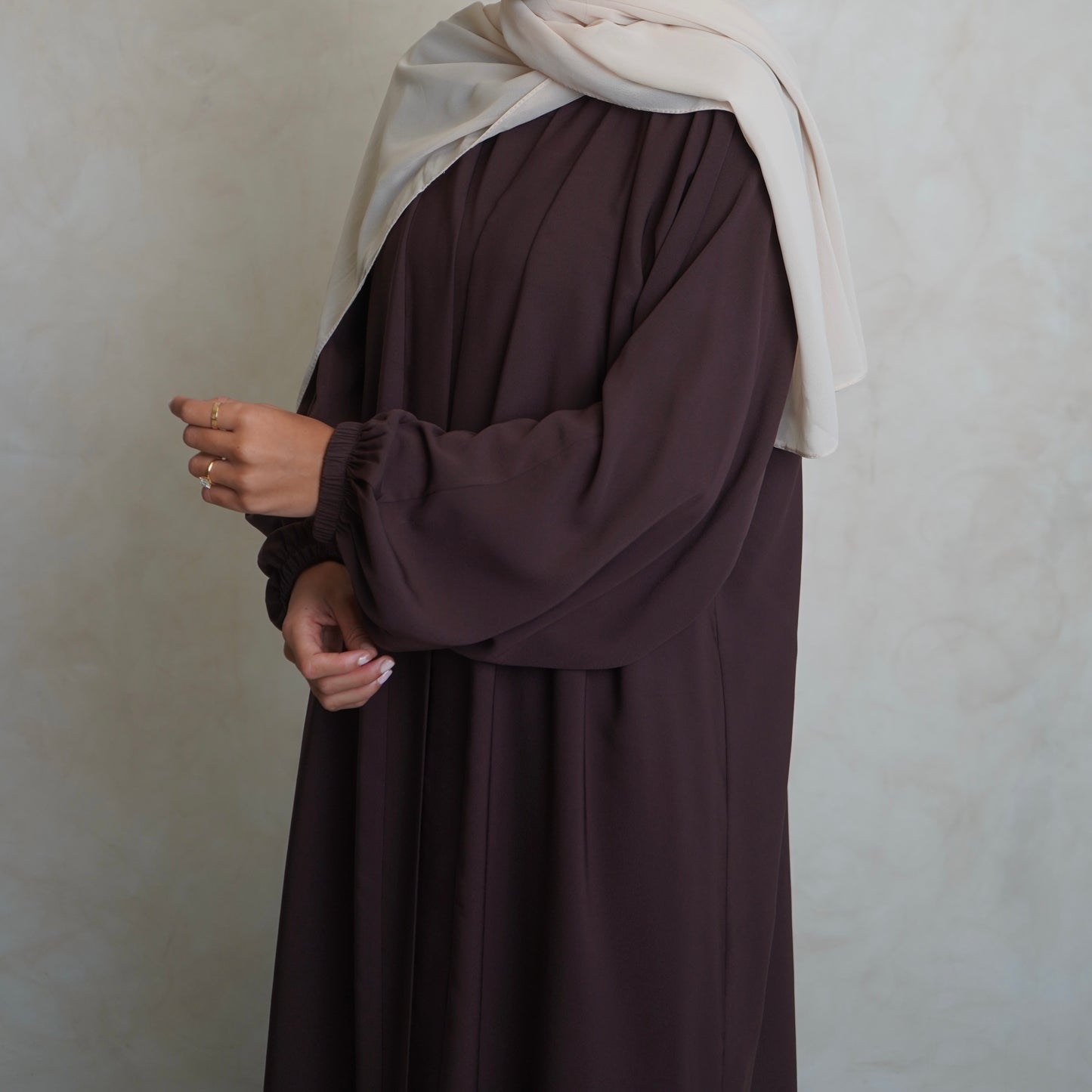 Cuffed Nubo Abaya Set Choc Brown