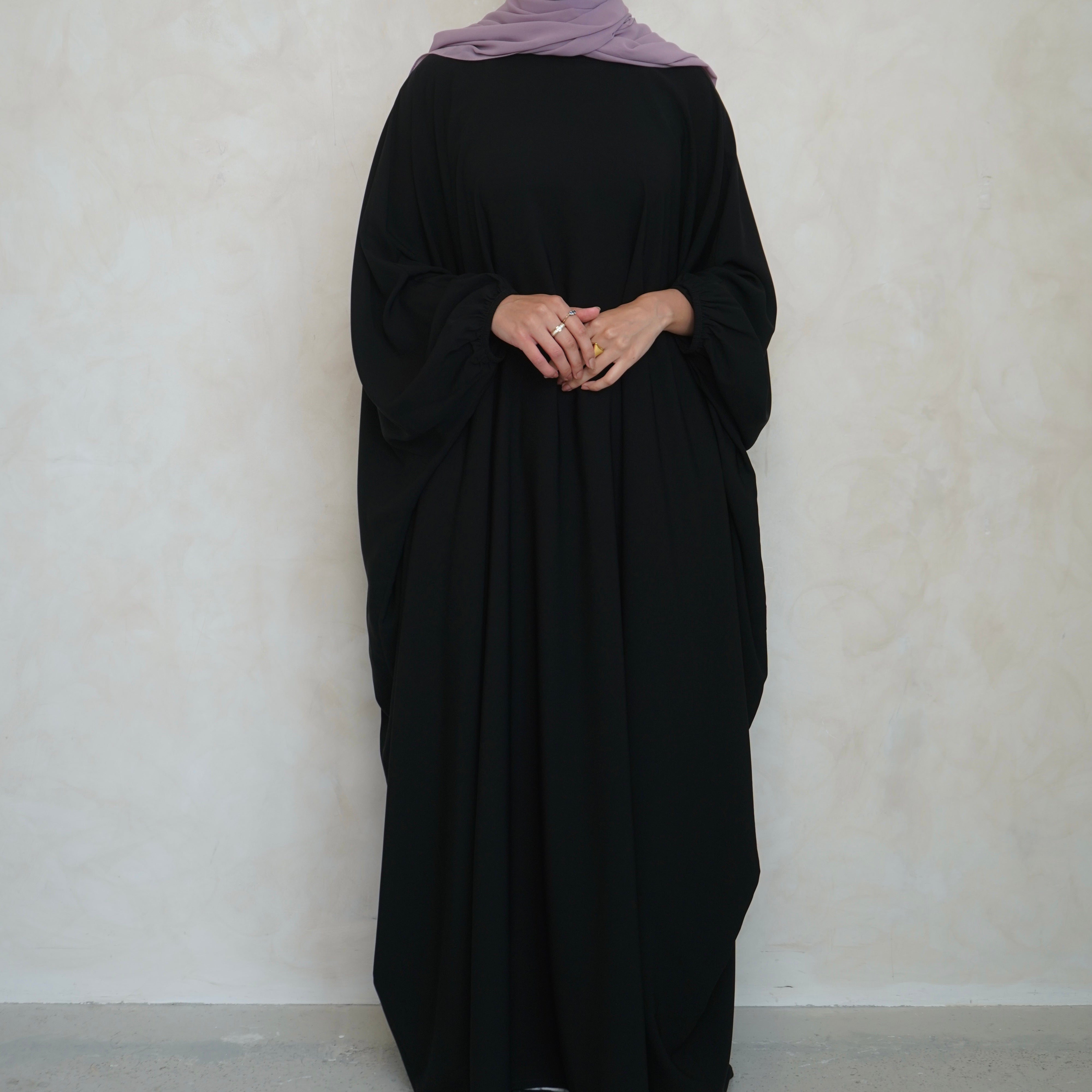 Cuffed Norah Batwing Jilbaya Black