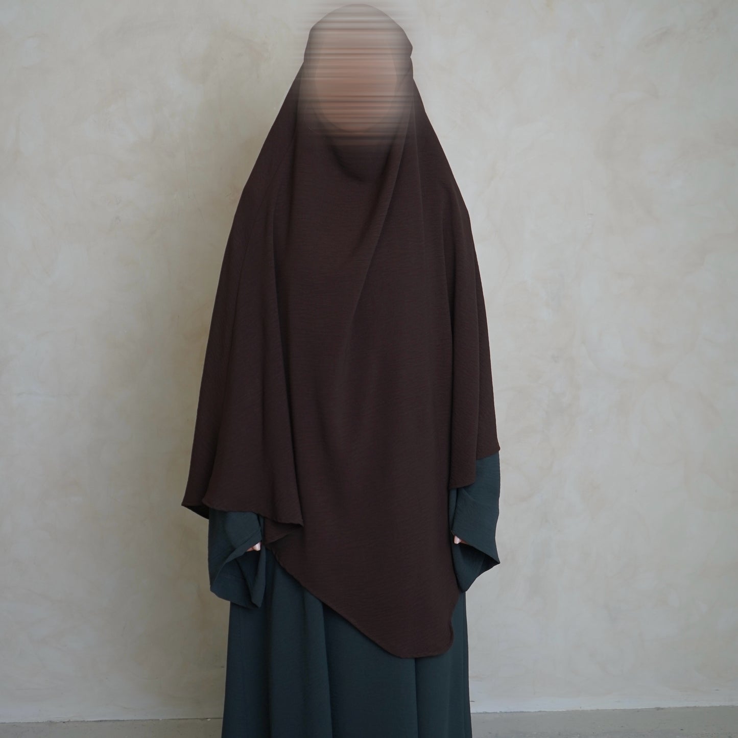 Choc Brown Crepe Khimar with Niqab Ties