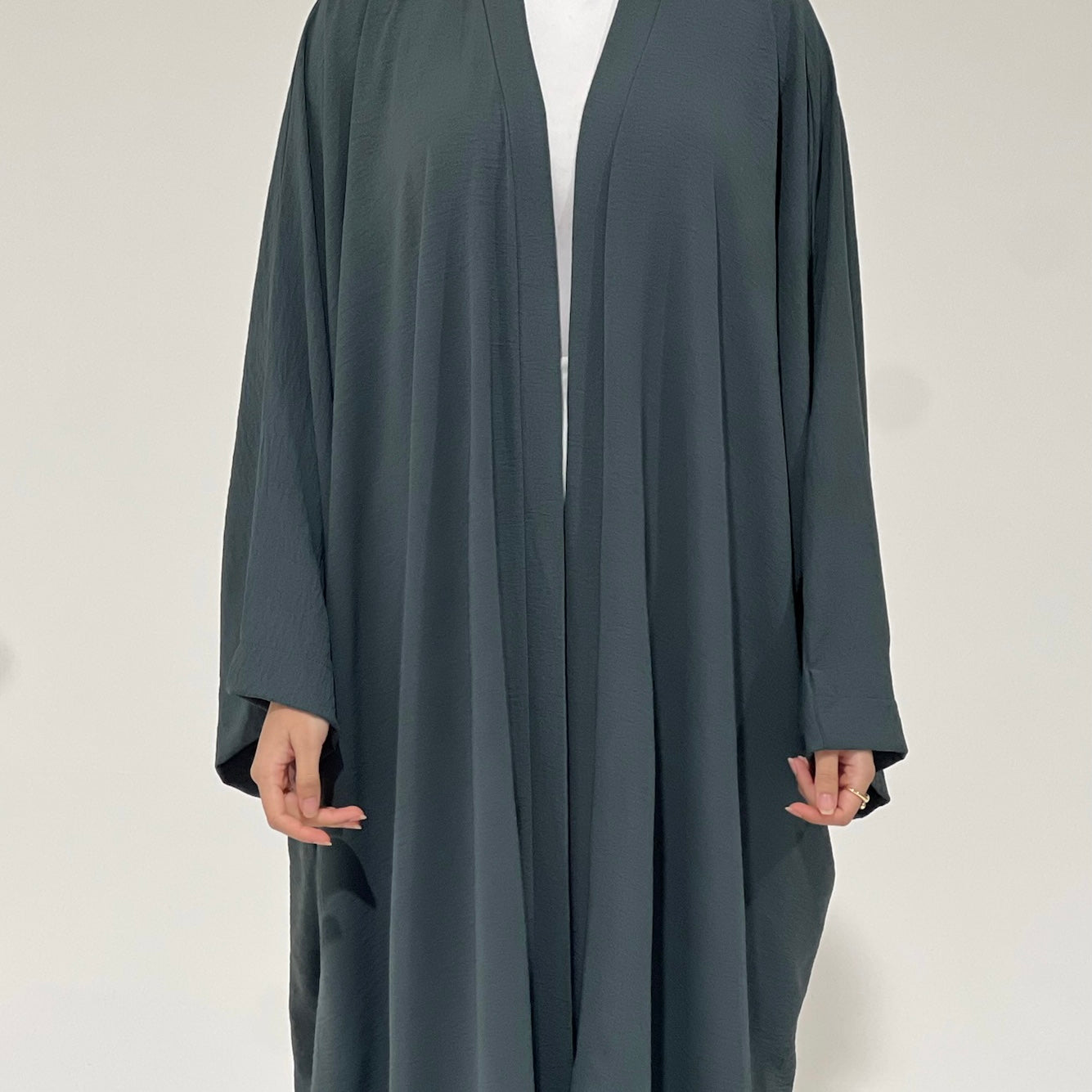 Crepe Flowy Cloak Abaya Teal