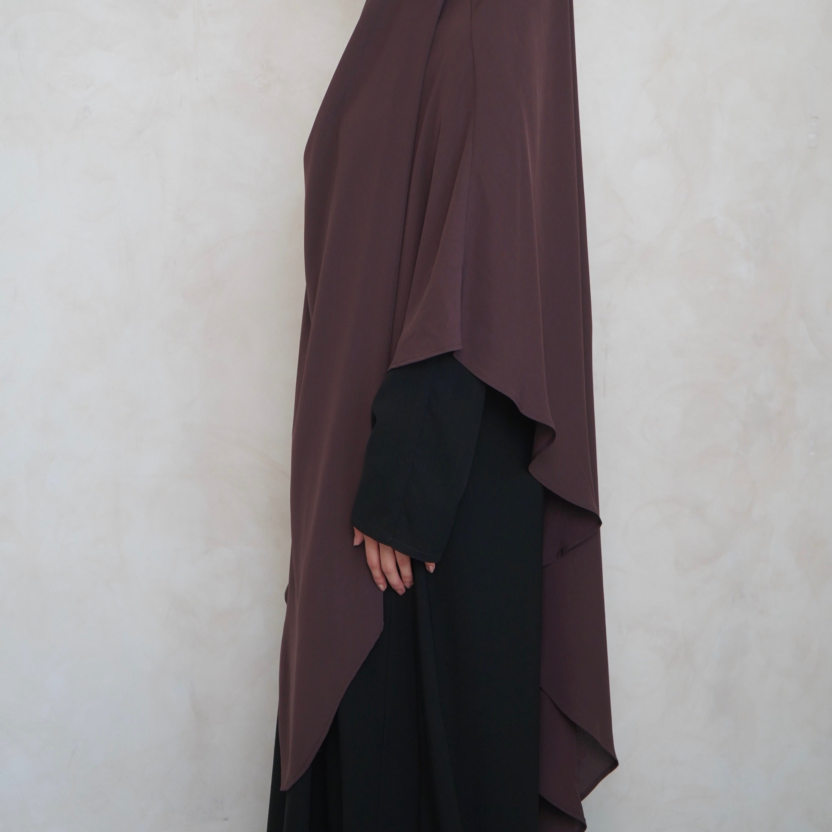 Choc Brown Khimar with Niqab Ties