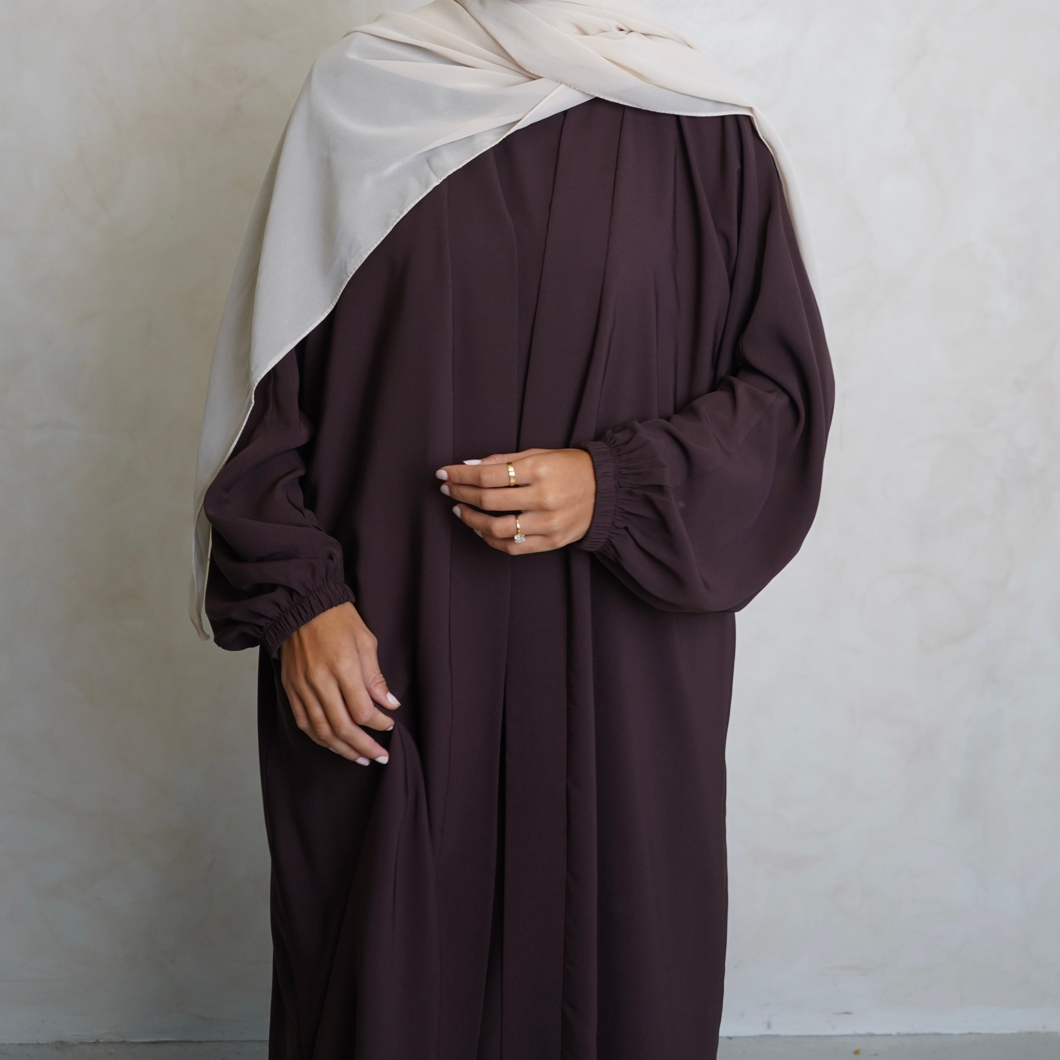 Cuffed Nubo Abaya Set Choc Brown