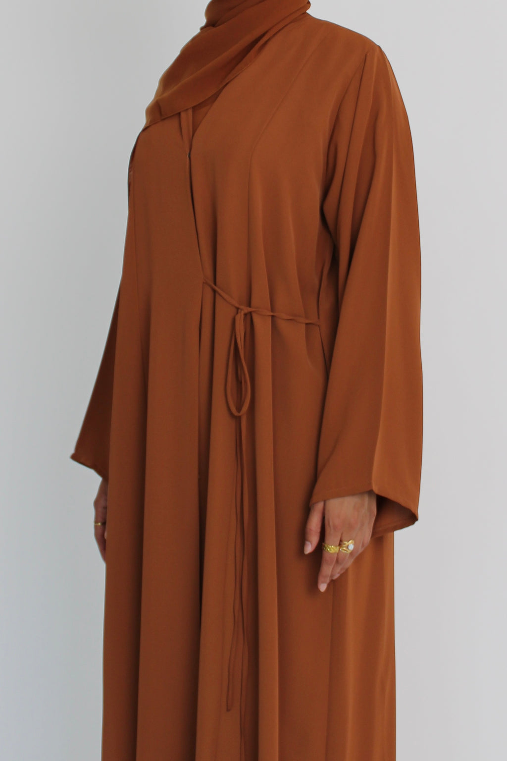 Burnt Orange Tie Abaya with Matching Sheila Scarf