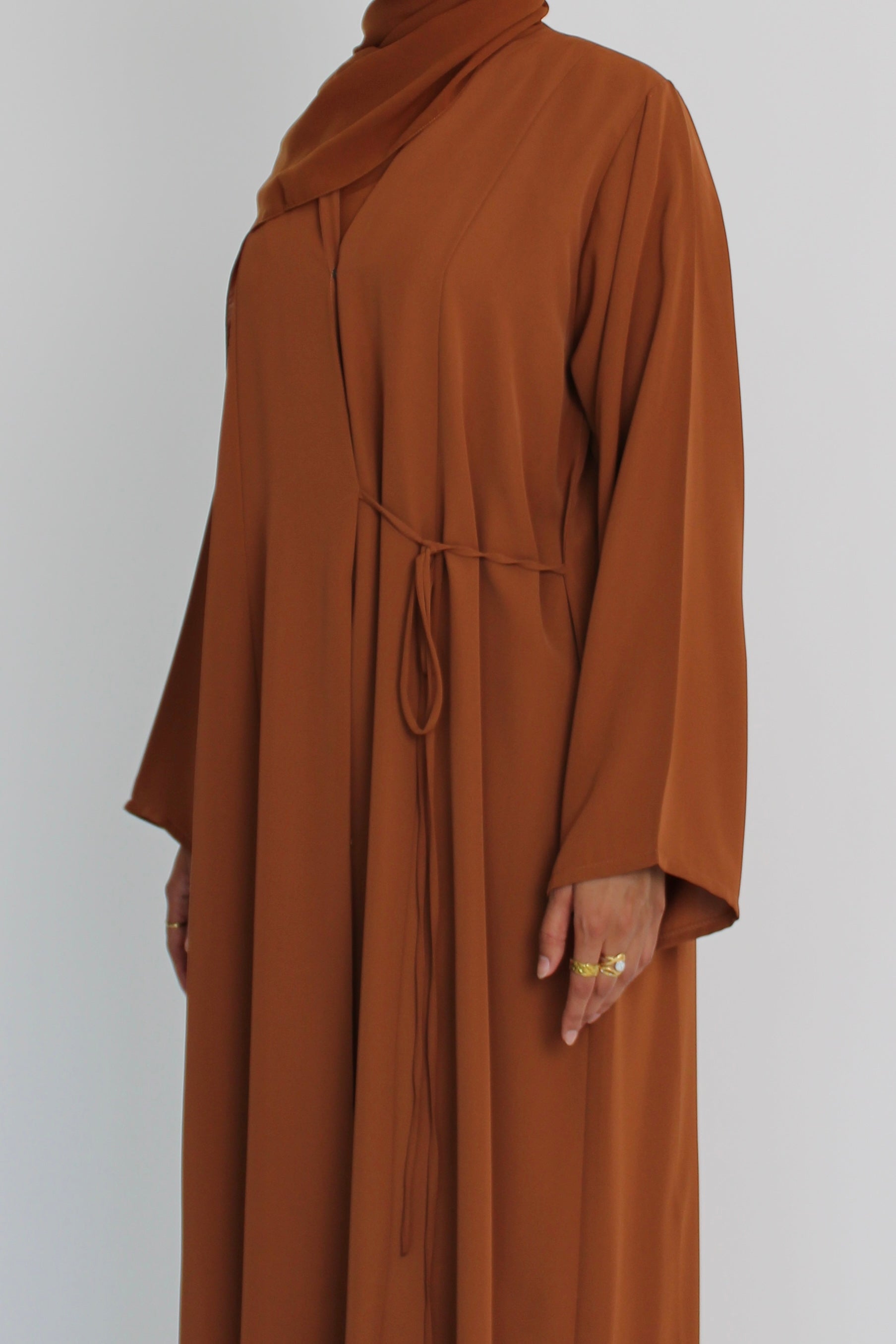 Burnt Orange Tie Abaya with Matching Sheila Scarf