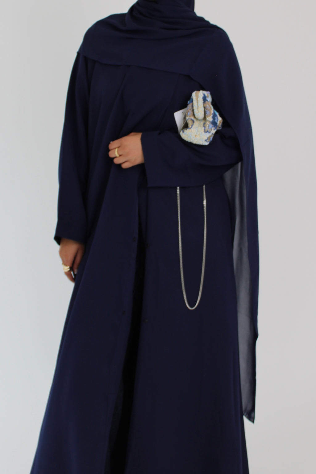 Deep Navy Draped Coat with Matching Sheila Hijab