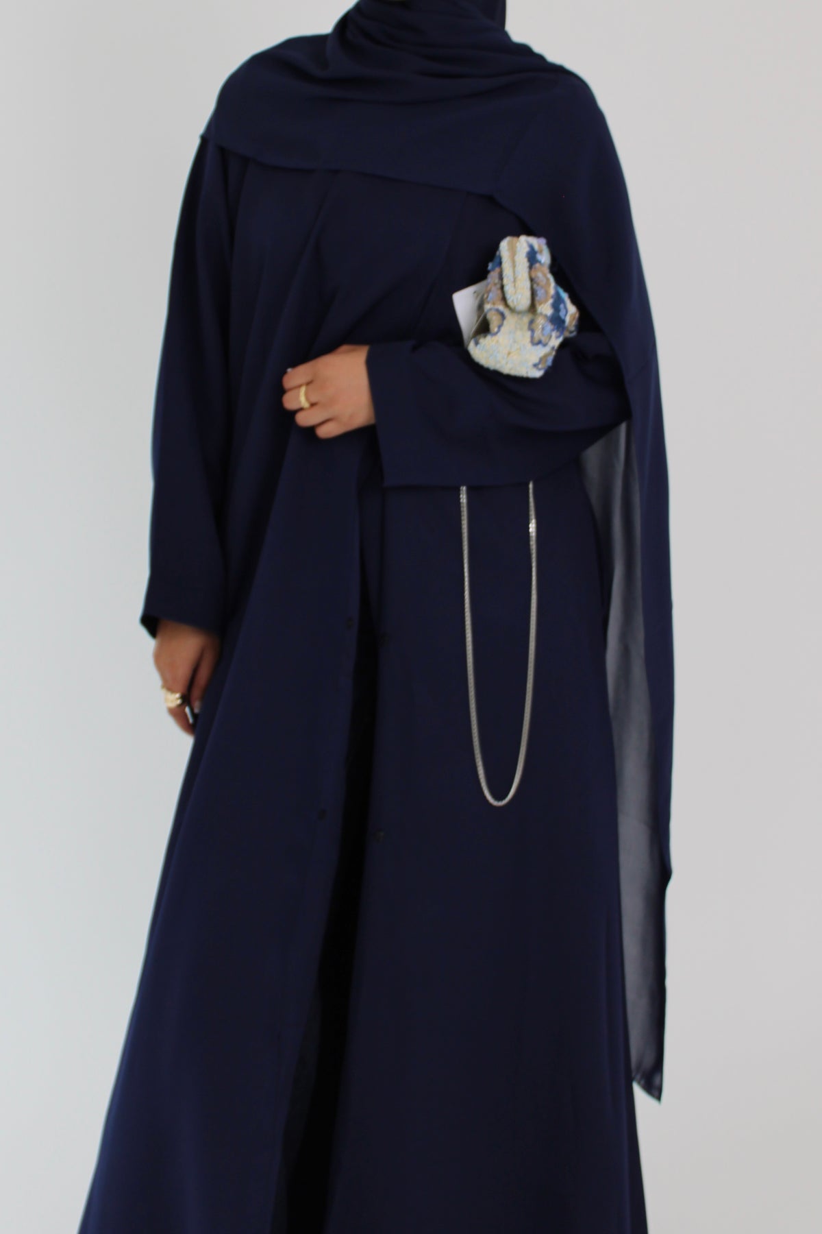 Deep Navy Draped Coat with Matching Sheila Hijab